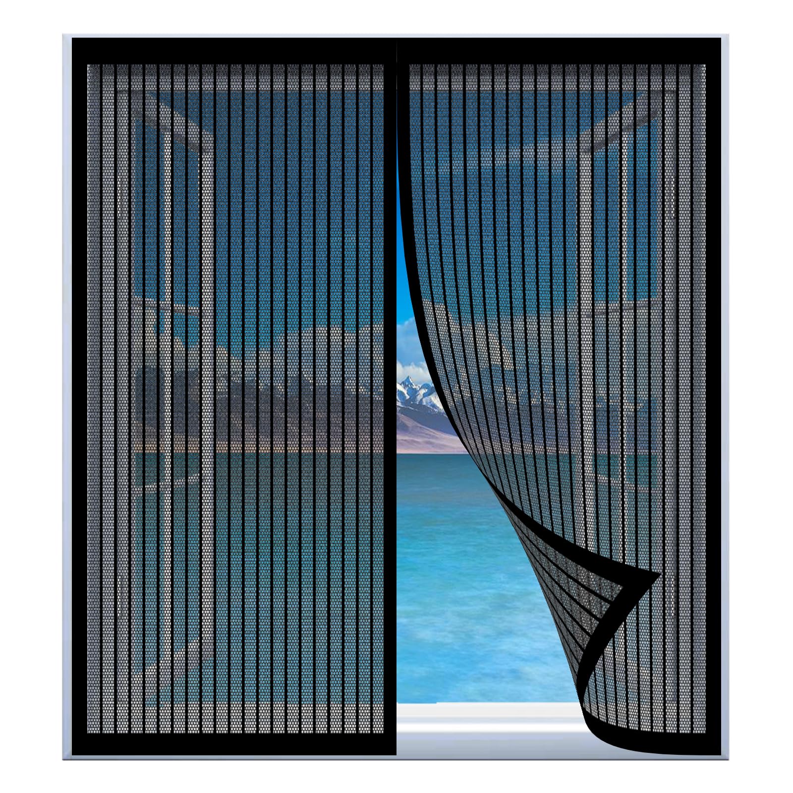 Yuanwan Black Magnetic Window Screen Small 85 X 95 Cm Easy Installation No Drilling Or Screwing Transparent Insect Screen Mosquito Bug Protection For Windows Nets To Keep Bugs Out,