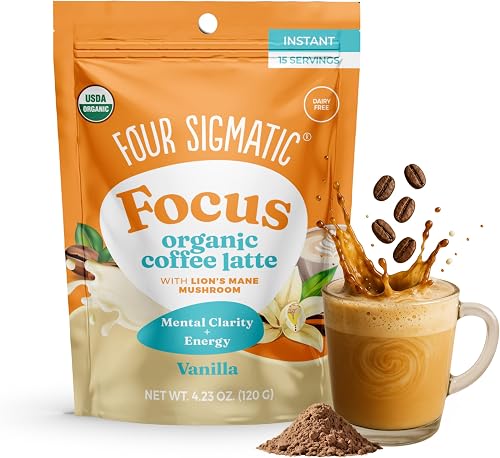 Four Sigmatic Vanilla Focus Mushroom Coffee Latte Plant-Based Organic Instant La