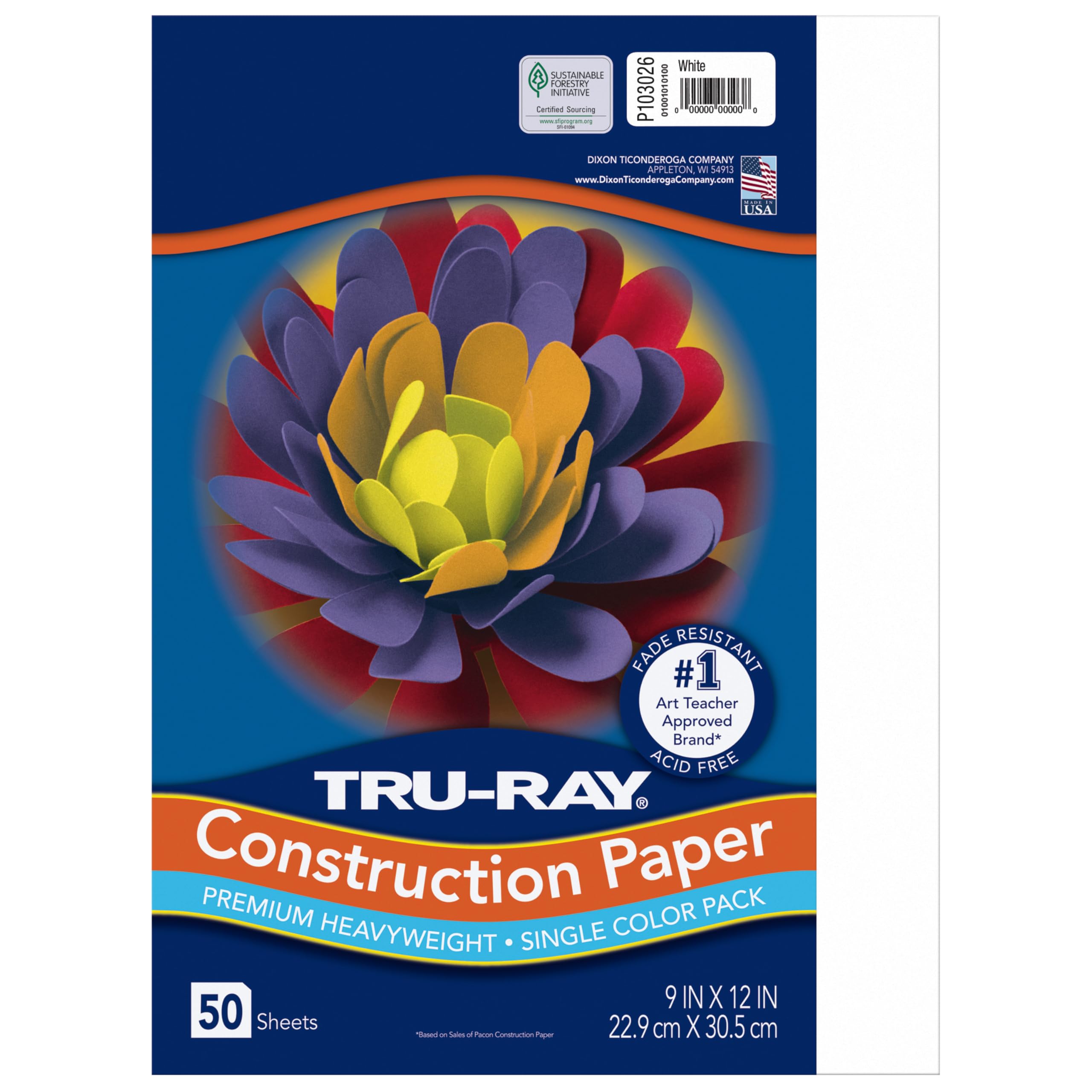Tru-Ray® Construction Paper, 50% Recycled, 9" x 12", White, Pack Of 50