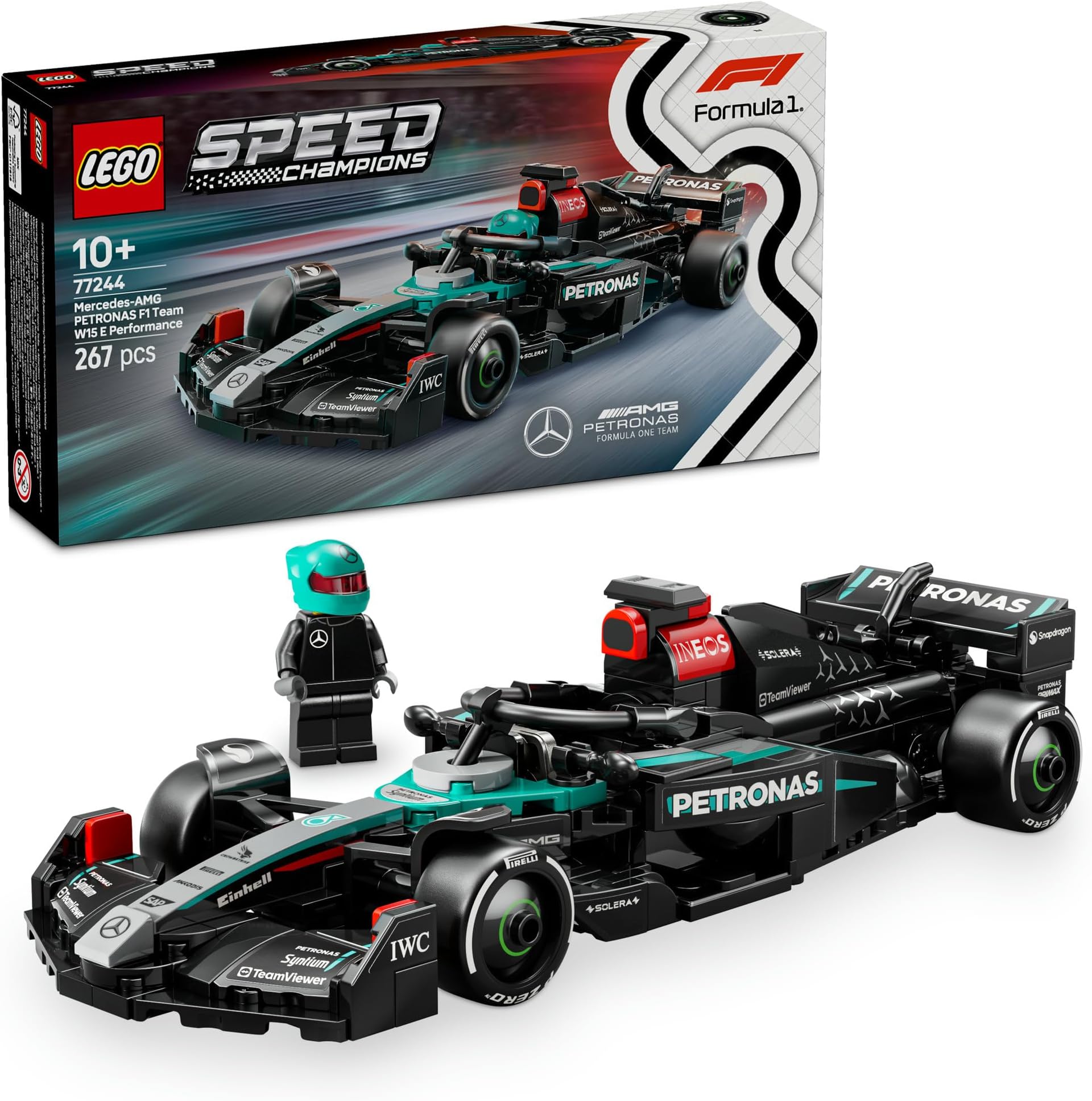 LEGO Speed Champions Mercedes-AMG F1 W15 Race Car Toy Vehicle 77244 Building Blocks Toys for 10+ Gift for Boys and Girls