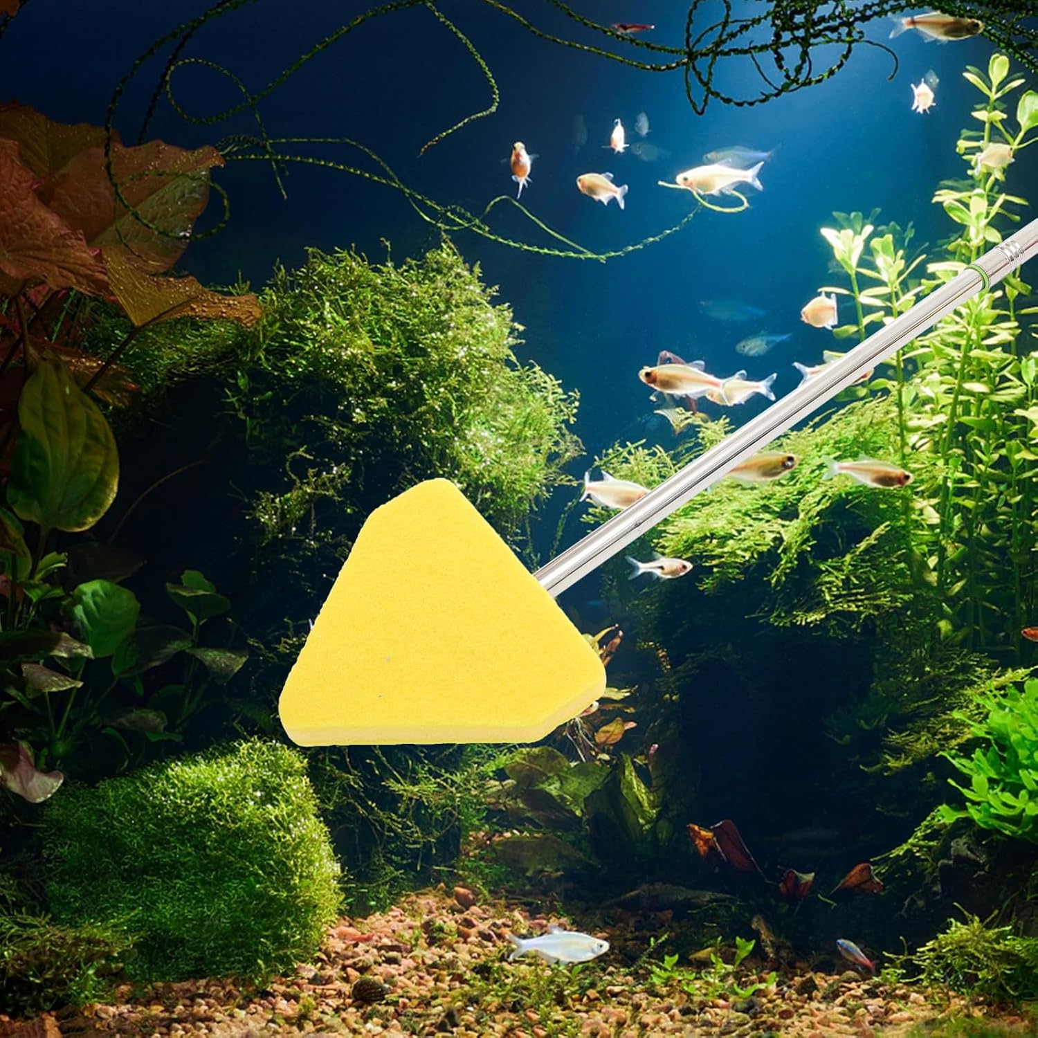 Levemolo Triangle Sponge Brush for Aquarium Fish Tank Scraper for Nonslip Plastic Handle Random Color