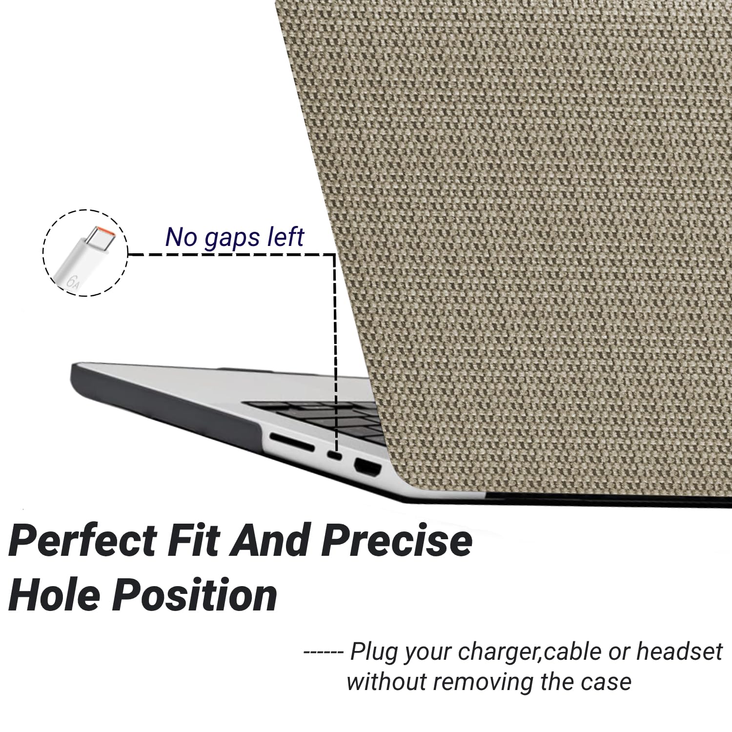 Cover Rigida Compatibile con MacBook Pro 14 Pollici 2023-2021 Modello M3 A2992 A2918 M2 A2779 M1 A2442 con Touch ID, Custodia Protettiva Case in Pelle Cover & Copritastiera, Paglia kaki