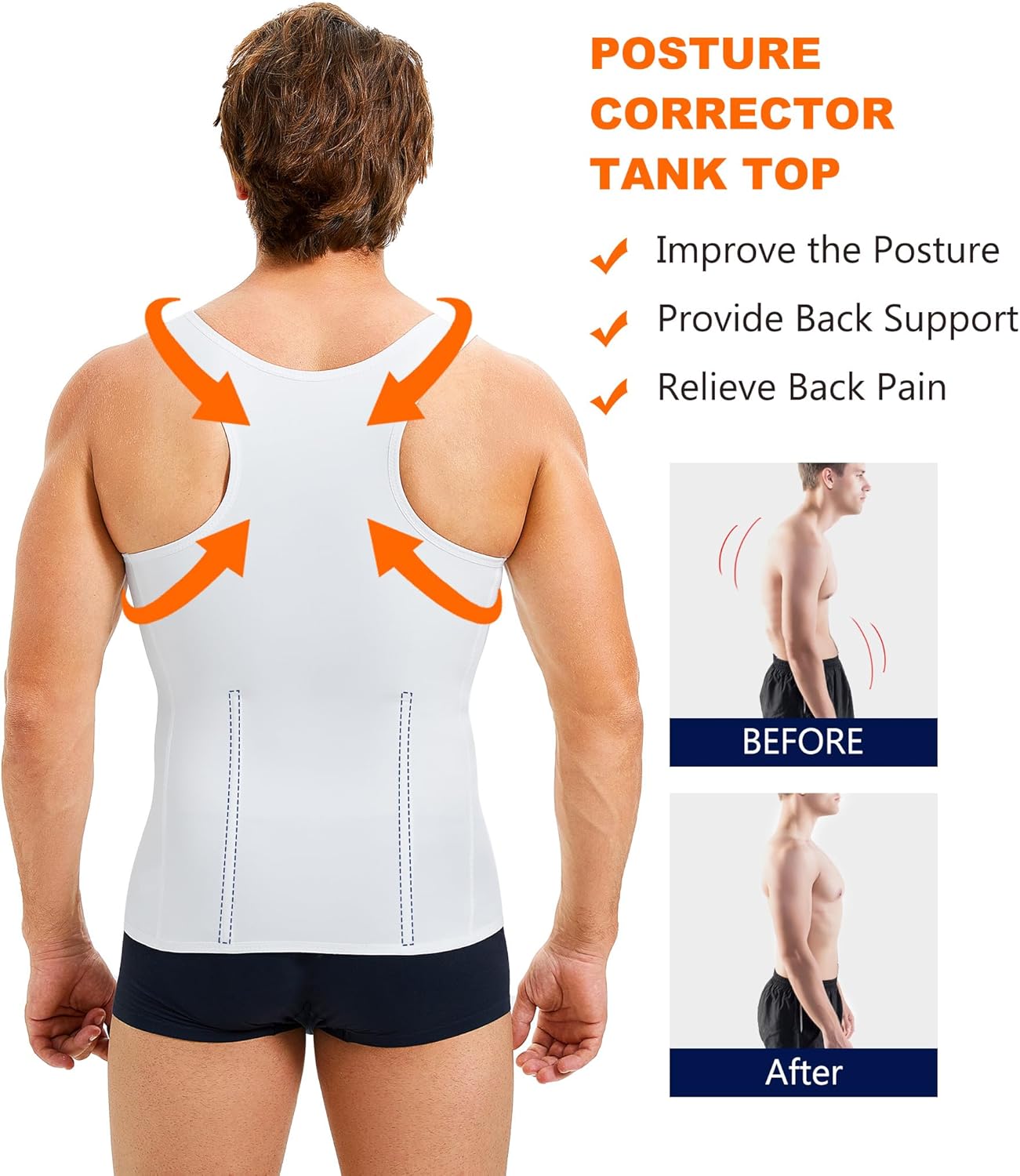 Wonderience Men Shapewear Slimming Body Shaper Compression Shirt Tank top with Zipper Underwear For tummy control - Image 3