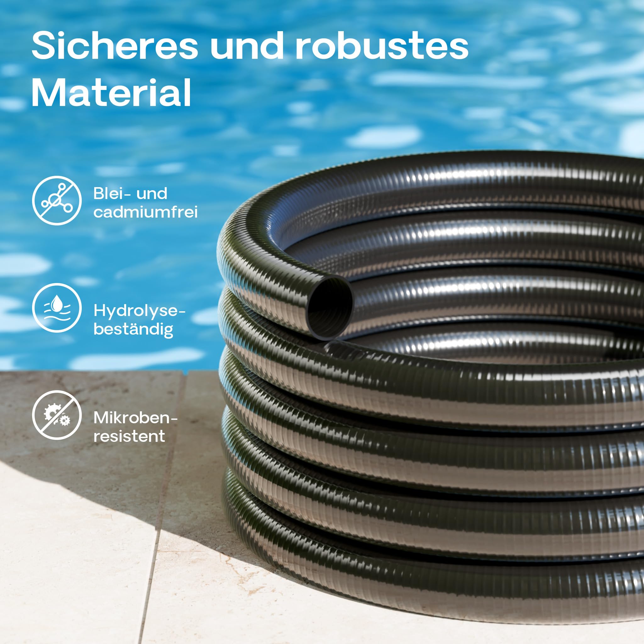 Wiltec Druck- und Saugschlauch 5m Teichschlauch 38mm 420g/m schwarz sehr gute UV-Beständigkeit Pumpenschlauch