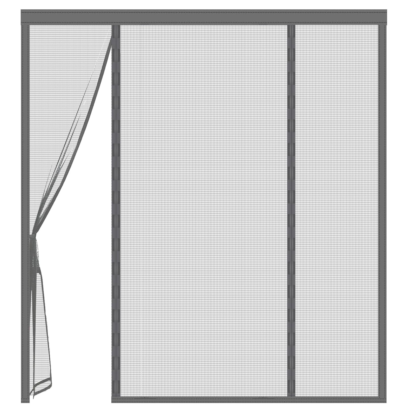 Fly Screen Door, Magnetic Screen Door, Reinforced Polyester Double Door Screen Curtain for Sliding Door Patio Door Double Door French Door Keep Fly Bug Out, Grey, Double-Open — image 1