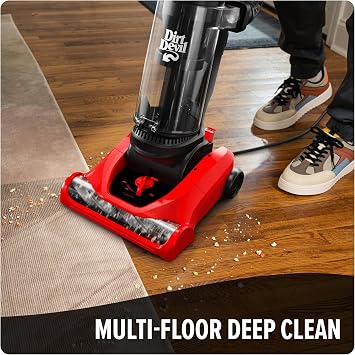 Dirt Devil Multi-Surface+ Upright Bagless Vacuum Cleaner Machine for Carpet and Hard Floor, UD76200V + 32 oz Carpet Powder, Room Refresher, Odor Eliminator, Spring Meadows Scent, AD31210