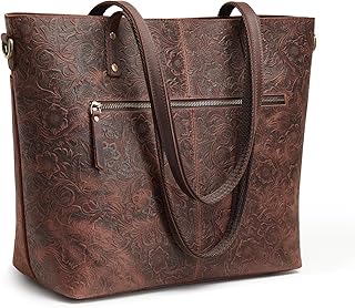 S-ZONE Leather Tote Bag for Women Large Work Totes Designer with Adjustable Strap