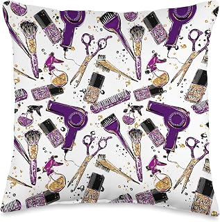 Hair Stylist Pattern Nail Tech Cosmetologist Beauty Salon Throw Pillow
