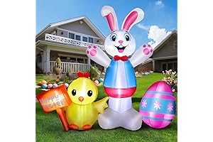 FunFanso 6 FT Giant Easter Inflatable Bunny with Chicks, Blow Up Rabbits Outdoor Decorations
