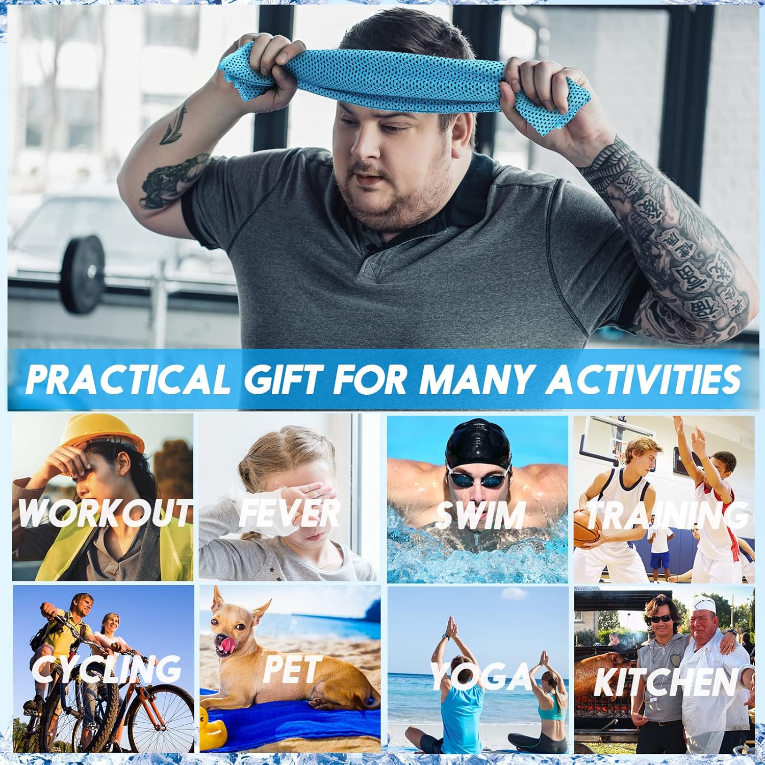 Redbaker 20 Pack Cooling Towel for Neck and Face Hot Weather 40'' x 12'' Soft Breathable Chilly Ice Towel with Bag Microfiber for Yoga Gym Men Women Workout Travel Camping(Light Blue) - Image 5