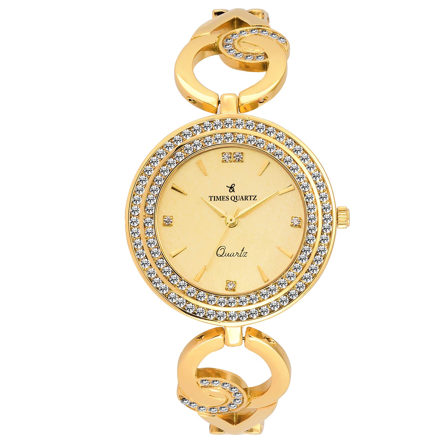TIMESQUARTZ Stainless Steel Analog Wrist Watches for Girls Women Watches Latest in Fashion Women Ladies Watch Analogue with Golden Dial & Golden Belt Womens & Girls Watch (B07GFGLLC7) Amazon Price History, Amazon Price Tracker