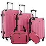 Travelers Club Chicago Hardside Expandable Spinner Luggage, Hot Pink, 5 Piece Set