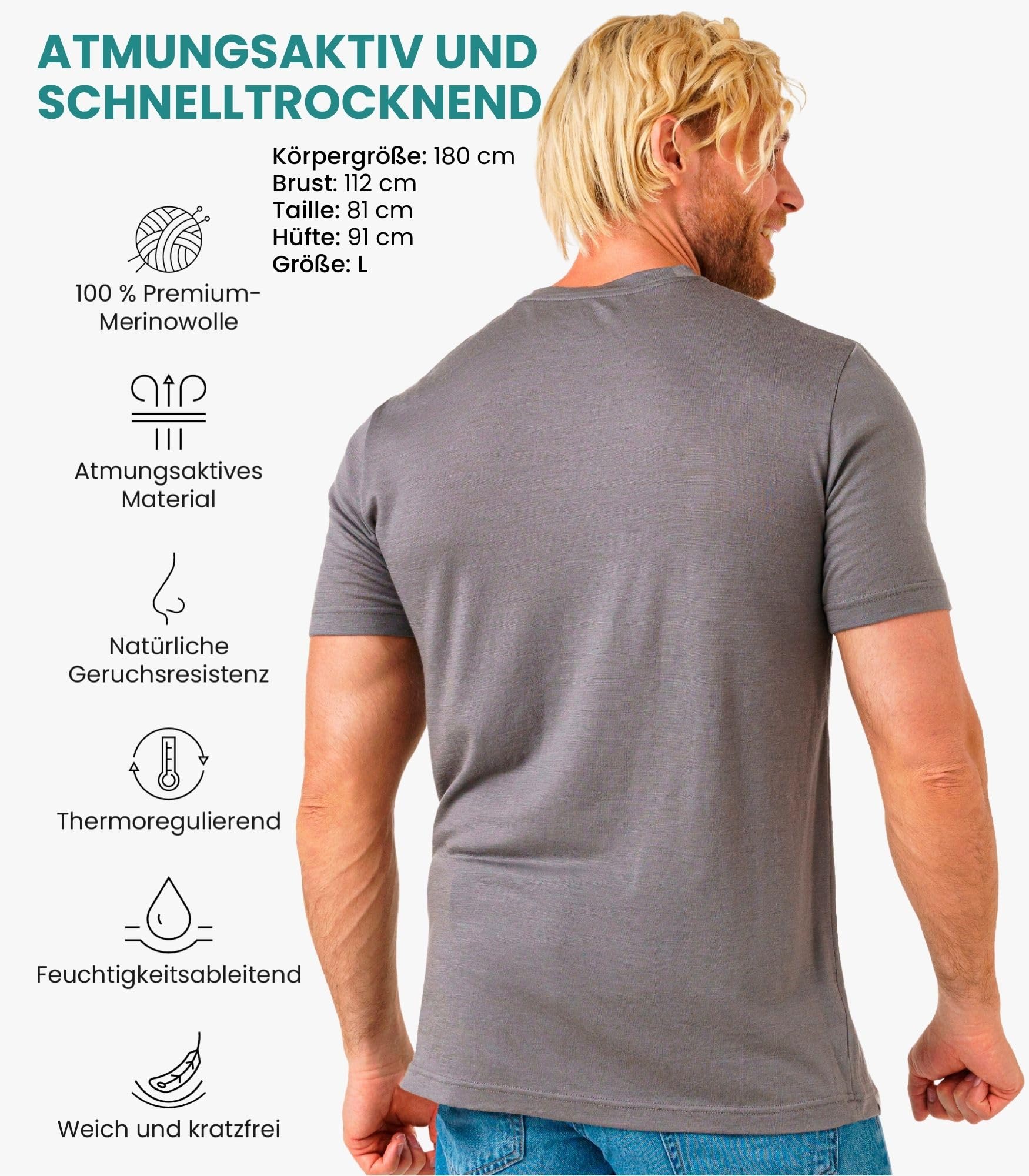 Sport Shirt Men L, Perfect Grey