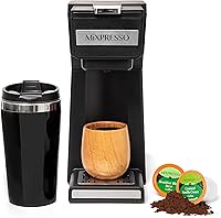 Mixpresso Coffee Maker Single Serve For Ground Coffee & Compatible With K Cup Pods, With 14oz Travel Mug & Reusable Filter For Home, Office & Camping.