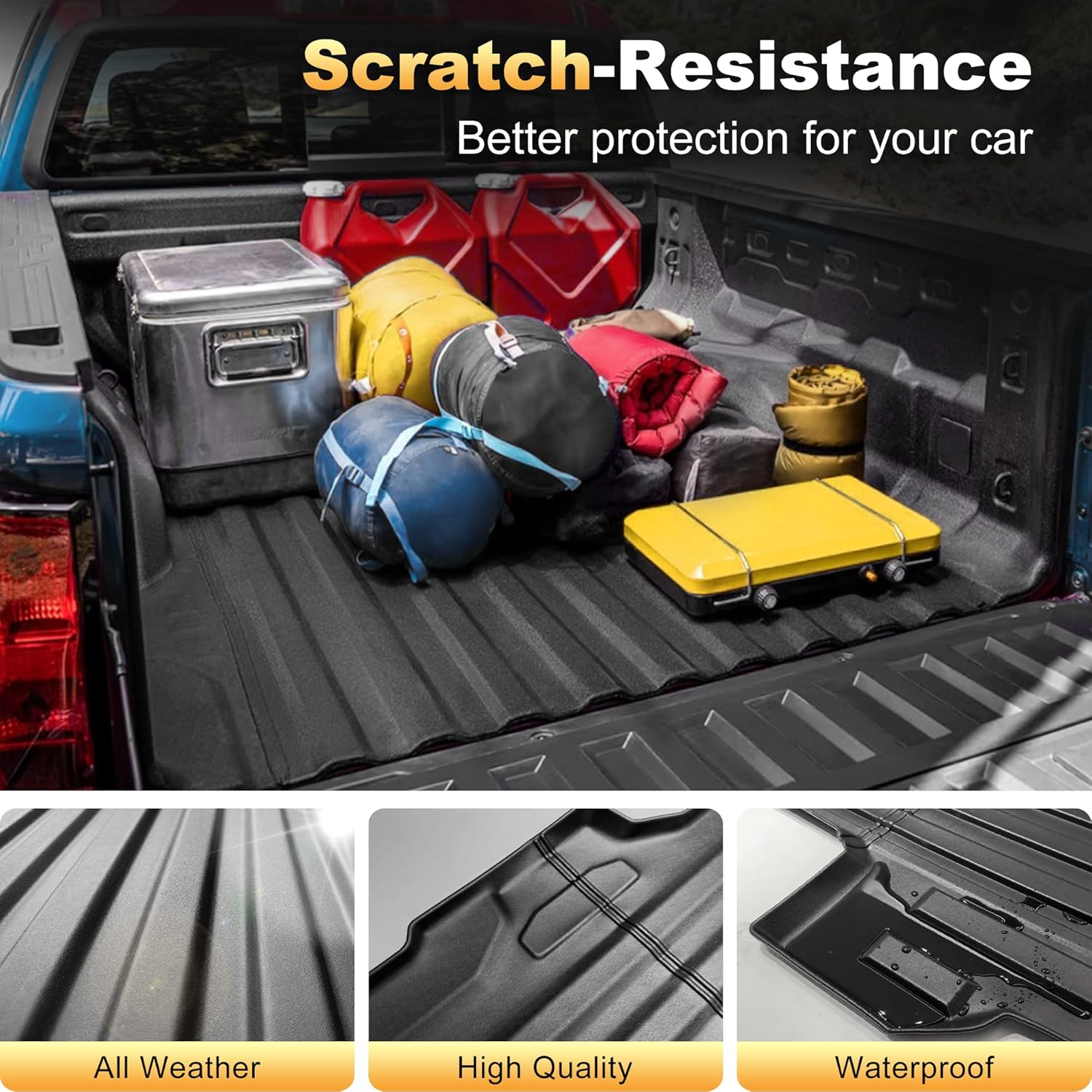 AOMSAZTO Floor Mats & Bed mat for 2023 2024 2025 2026 Chevy Colorado Crew Cab/GMC Canyon - All Weather Protection Car Floor Mats - 1st & 2nd Row Full Set Floor Liners Anti Skid Truck Bed Mat