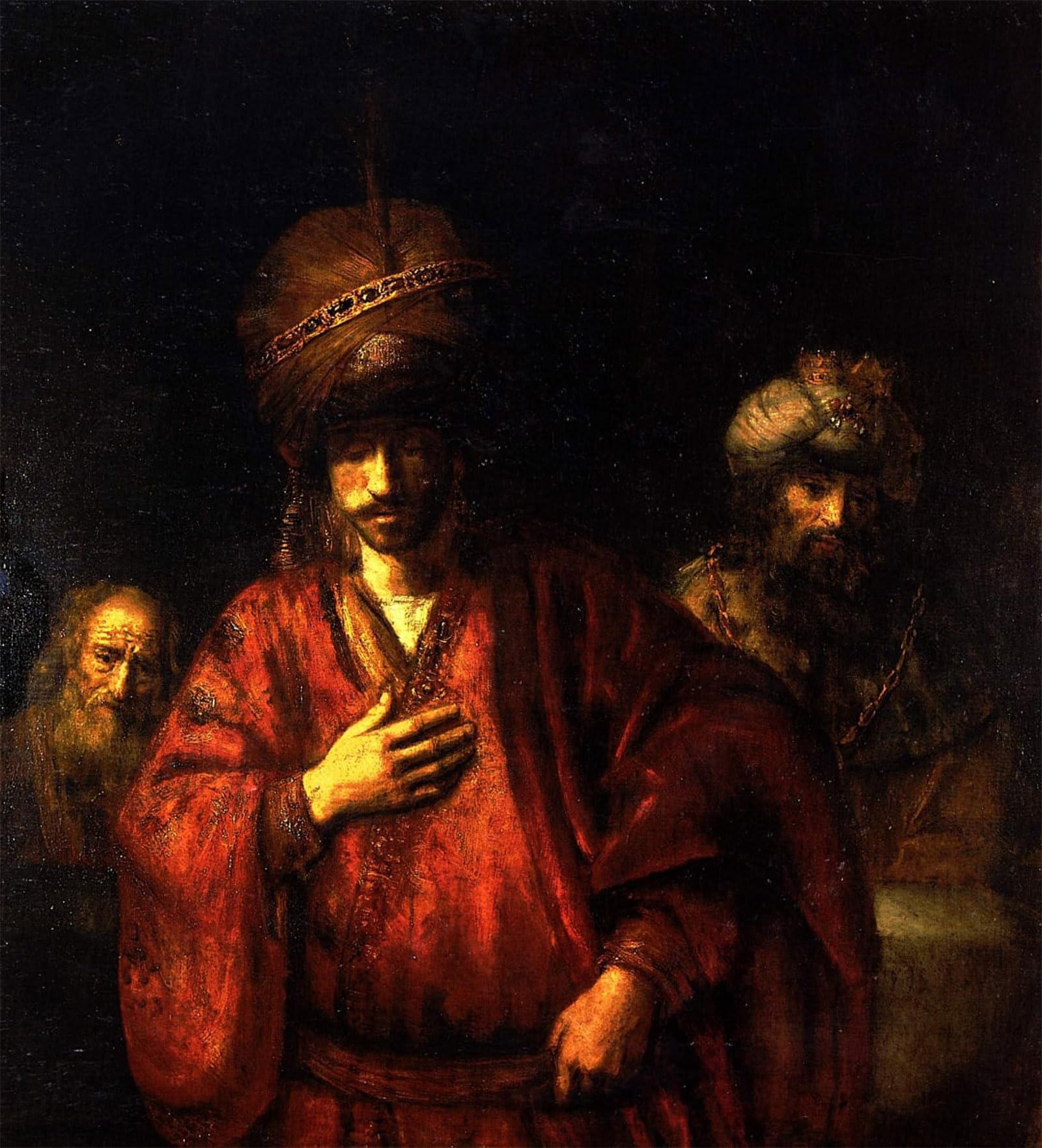 ARTXLXXBN Famous Painting Art Wall Decor Abstract Art Picture Haman recognizes his fate by Rembrandt van Rijn Animal Pictures for Home Decor 60x90cm
