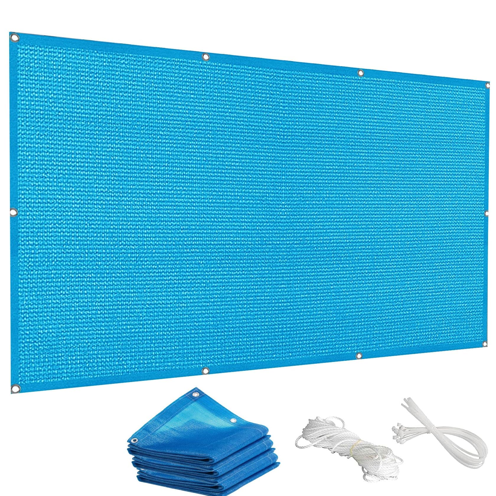Plandeka balkonowa, plandeka ochronna na balkon, 50 x 400 cm, odporna na promieniowanie UV i rozdarcia, niebieska