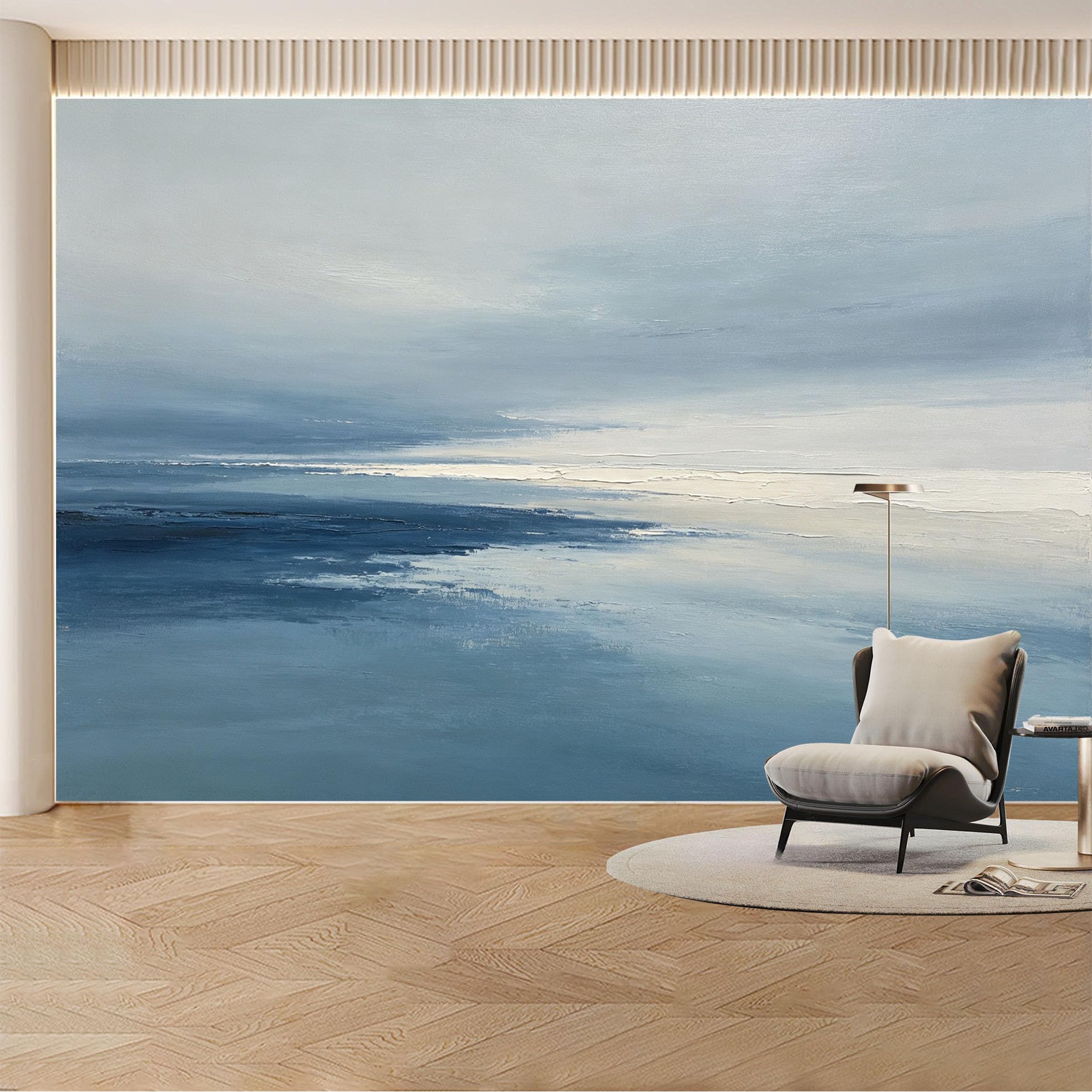 Custom Wall Mural Wallpaper Abstract Ocean Landscape Modern Wall Decor Large Wall Art Minimalist Misty Removable SelfAdhesive Large Photo for Living Room， Bedroom， Office