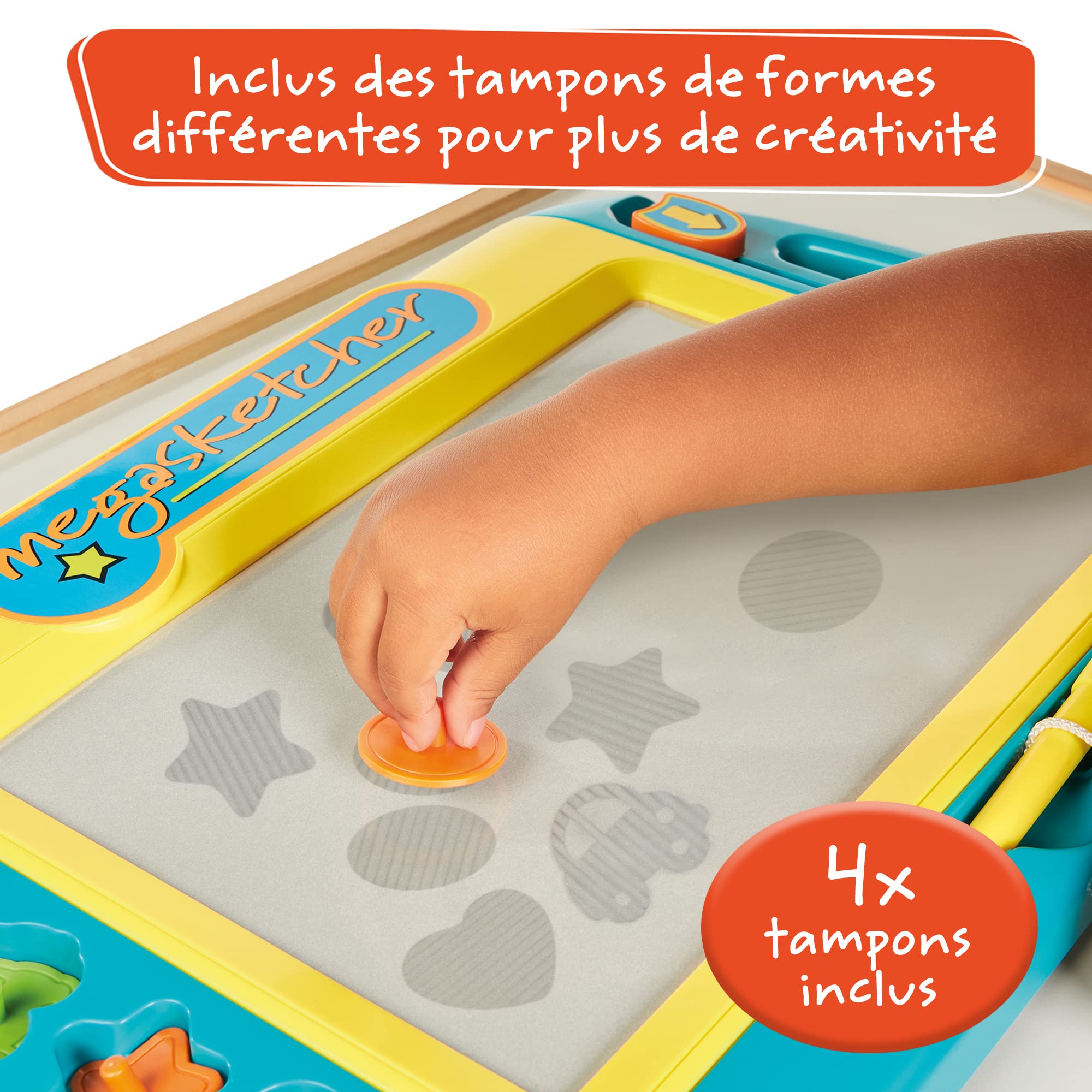 Megasketcher TOMY Motorised, magnetyczna tablica do rysowania, dla dzieci, duża podkładka do pisania z magiczną gumką, gry podróżne dla dzieci w wieku od 3 lat, 45 x 30 cm