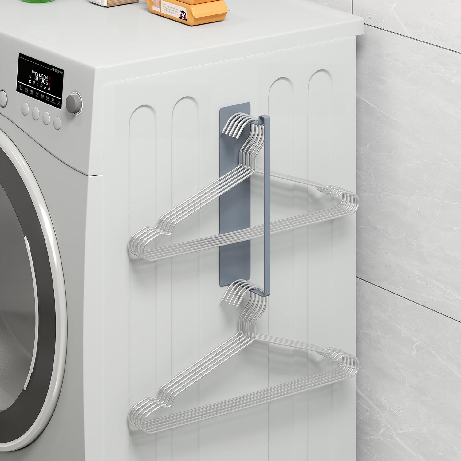 Magnetic Hanger Organizer, 2Pack Hangers Holder for Dryer/Washing Machine, Holding up to 30 Velvet/Wire/Plastic Hangers, Perfect Space Saver for Laundry Room (2, White)