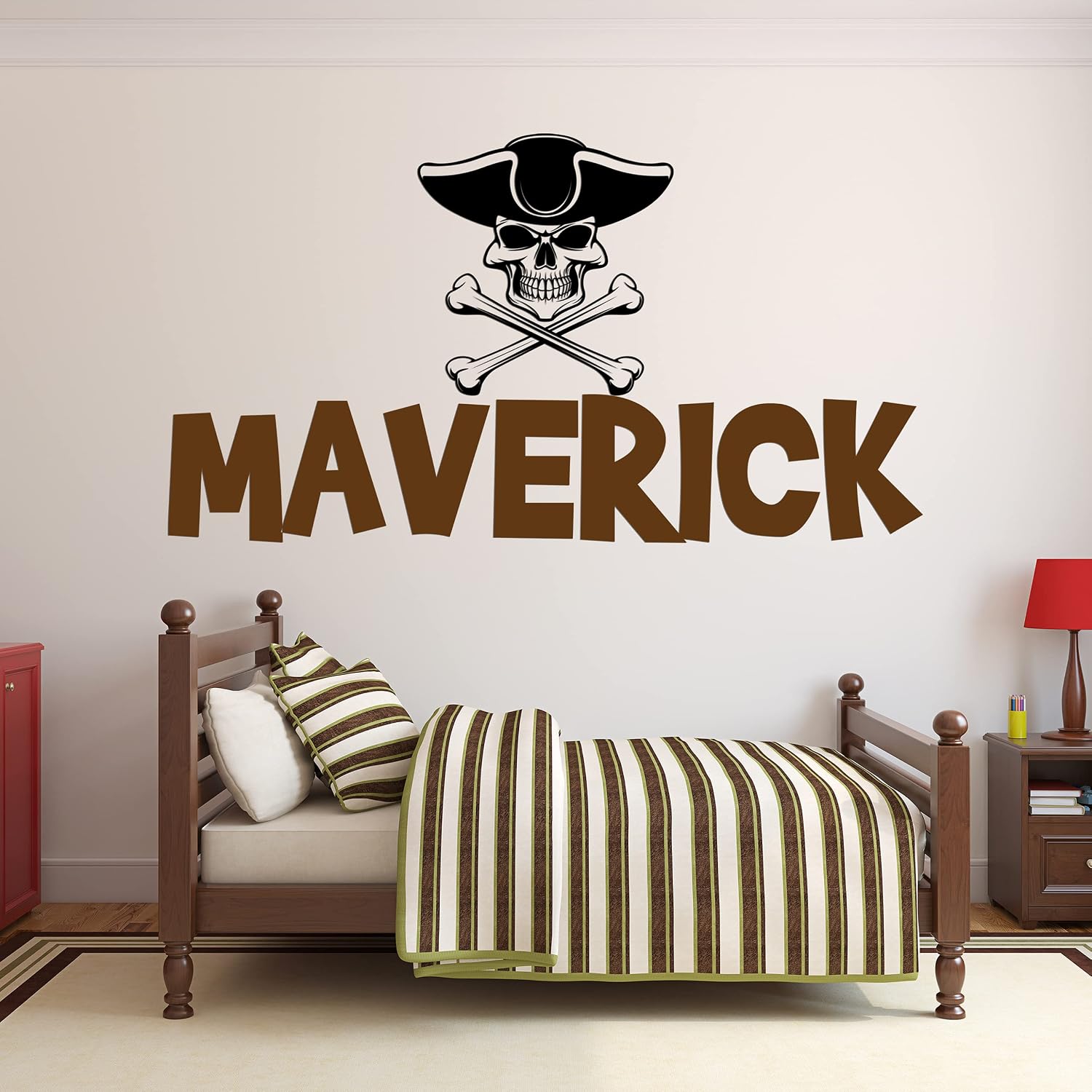 Custom Name Pirate Wall Decal, 18" Hx28 W | Pirate Wall Decor