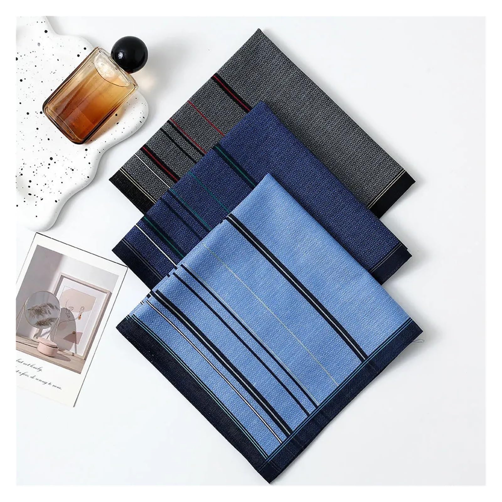 Pañuelos De Bolsillo Para Hombres Pañuelo de algodón teñido a cuadros nostálgico 3/6 piezas