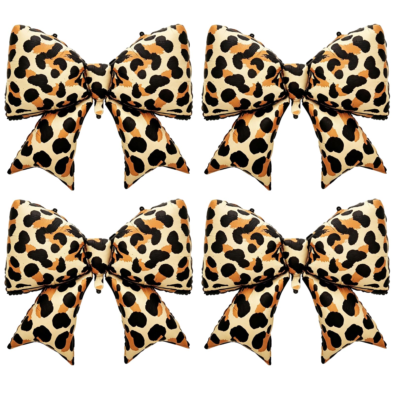 LUYIEDHA 4Pcs Cheetah Print Bow Balloons, Leopard print balloons, 38 Inch Large Leopard Print Bow Foil Balloon, Animal Decor Supplies for Birthday, Party, Wedding, Anniversary, Bachelorette Party