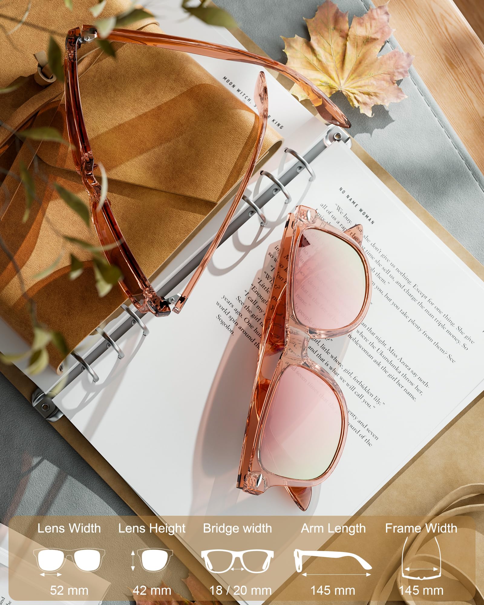 Gafas de sol polarizadas para mujer: gafas de sol polarizadas de moda con protección UV400, gafas de sol de moda, Negro + marrón degradado + marrón claro, M 4
