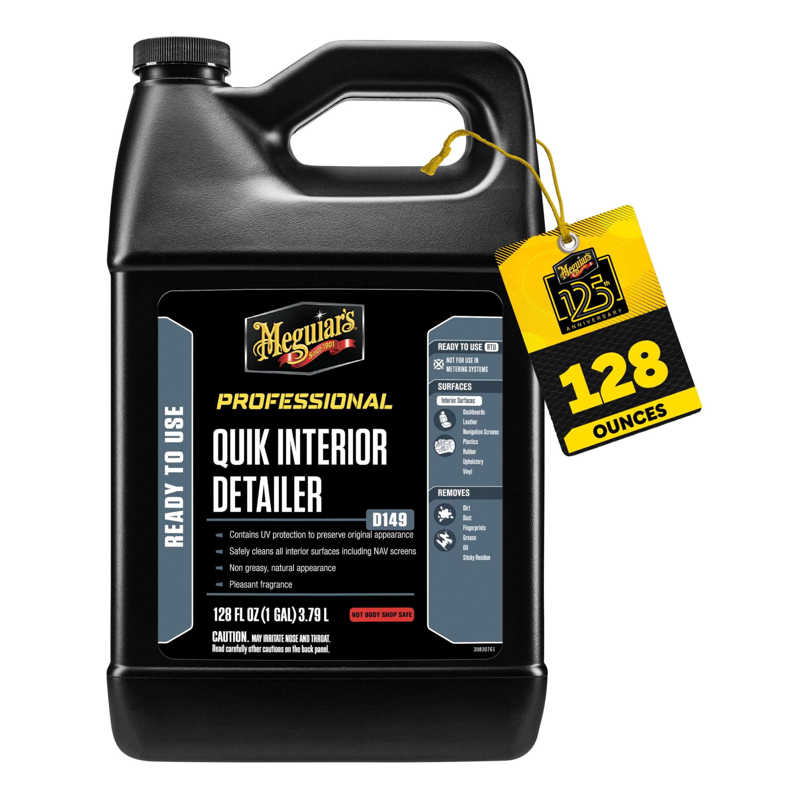 Meguiar's D14901 Detailer Quik Nettoyant pour intérieur 3,79 l Nettoie en toute sécurité toutes les surfaces intérieures