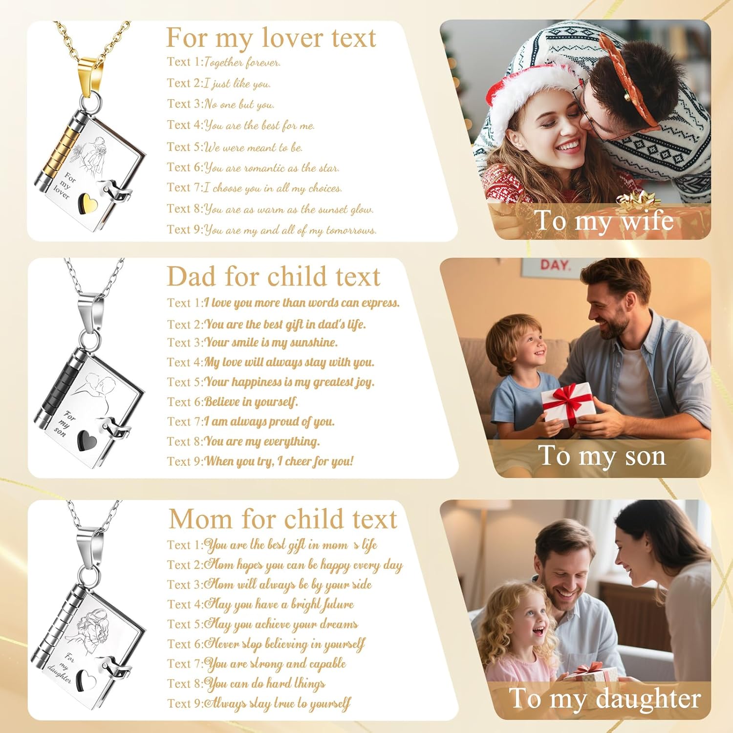 Personalized Book Necklace Custom Openable Multi Layer Book Jewelry Customized Adjustable Necklaces To My Daughters from Mom and Dad Book Necklace