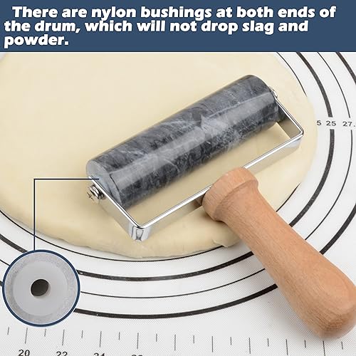 Miniatura 3 de Tianman Rodillo para pizza, rodillo de mármol antiadherente tipo T, para hornear tortillas, galletas de pizza y otras galletas de cocina para