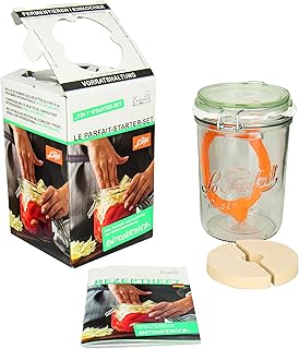 Weck 44839 Parfait 44839-Barattolo da 750 ml con Anello in Gomma, per fermentare/Conserve, con ricettario, Vetro
