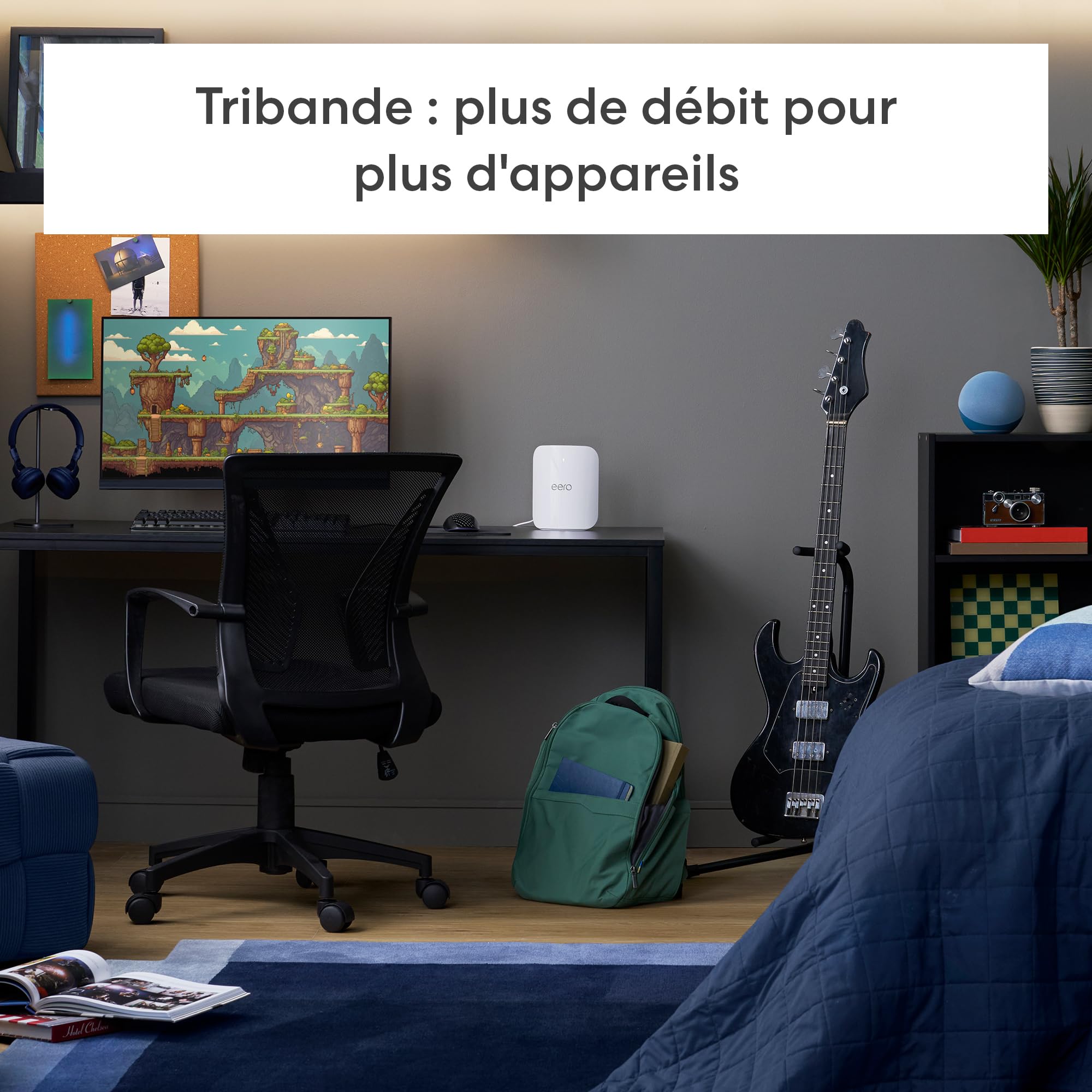 Routeur Wi-Fi 7 maillé tribande Amazon eero Pro 7 (dernier modèle) : prise en charge des connexions Internet jusqu'à 5 Gb/s, couverture jusqu'à 560 m², lot de 3