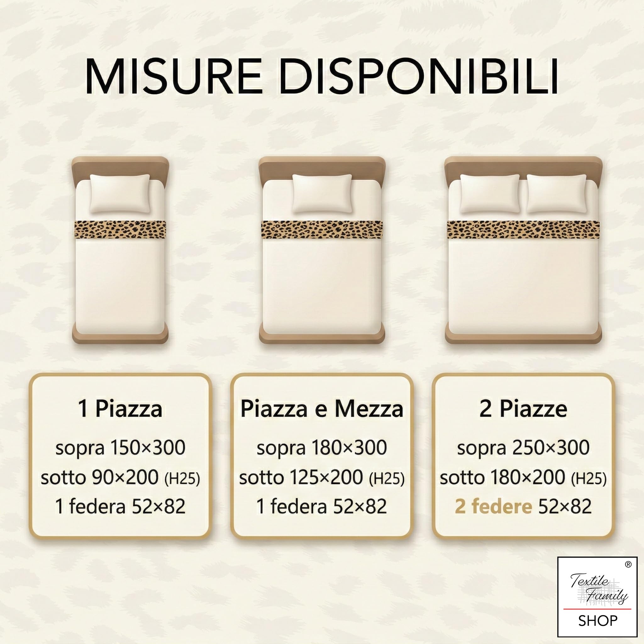 Tex family Completo Lenzuola Maculato Leopardato – 100% Cotone Made in Italy – Set con Lenzuolo Sopra, Lenzuolo Sotto con Angoli e Federe – Design Animalier Safari - Una Piazza