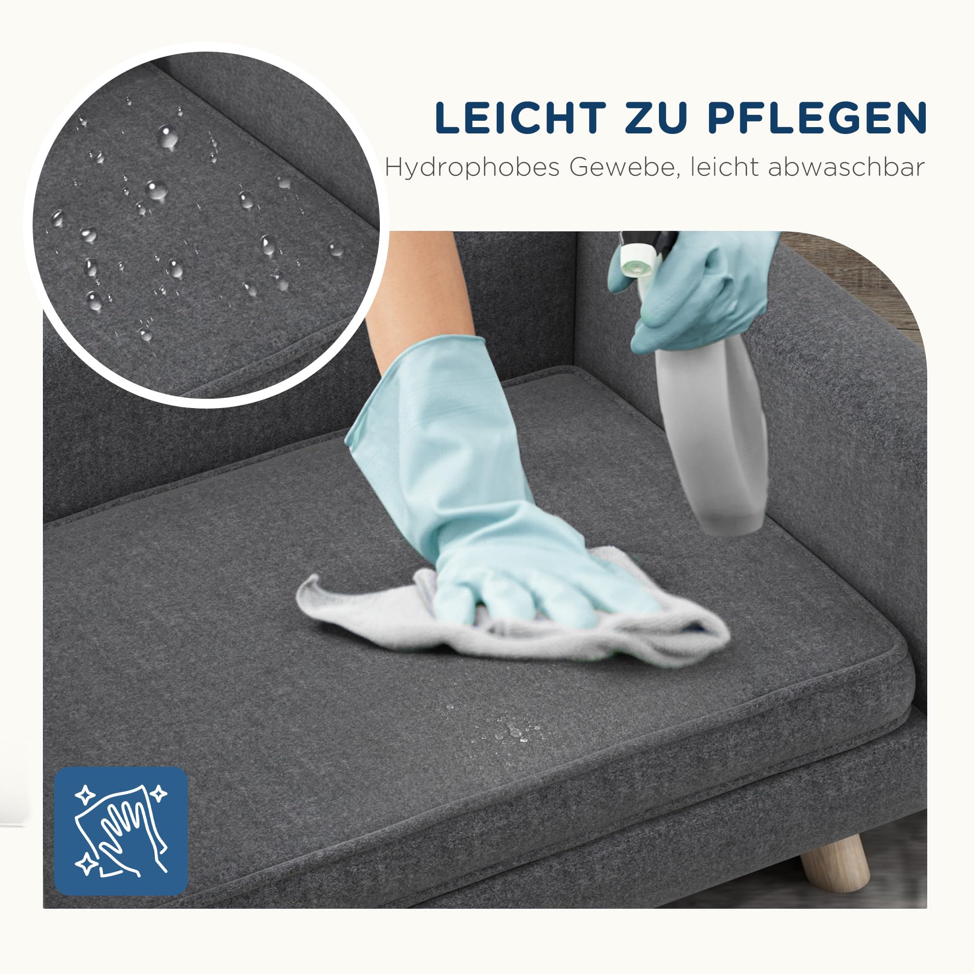 PawHut Hundesofa, Hundebett mit Erhöhtem Design, abnehmbarem und waschbarem Bezug, Haustiersofa mit Holzbeine, für kleine und mittelgroße Hunde, Grau