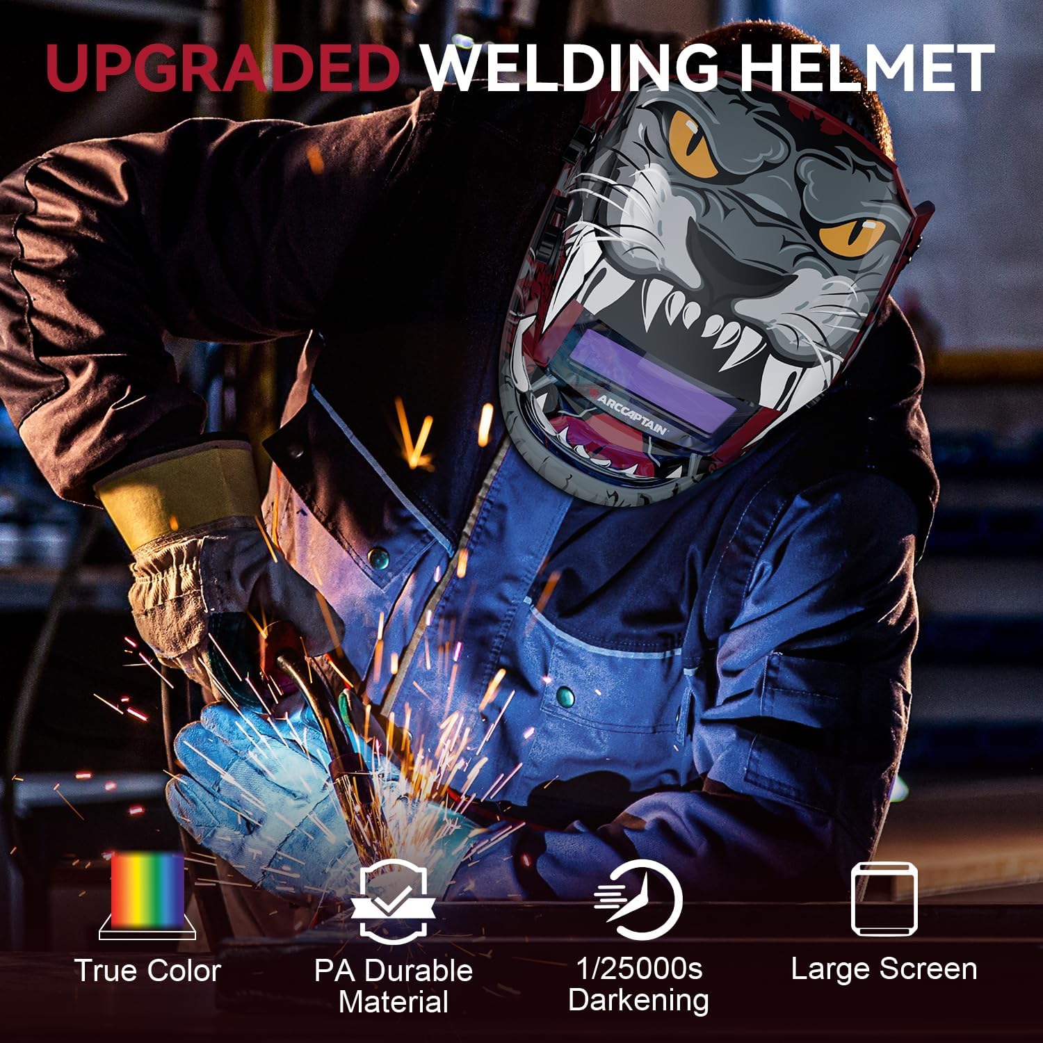 ARCCAPTAIN Welding Helmet with Auto-Darkening Feature