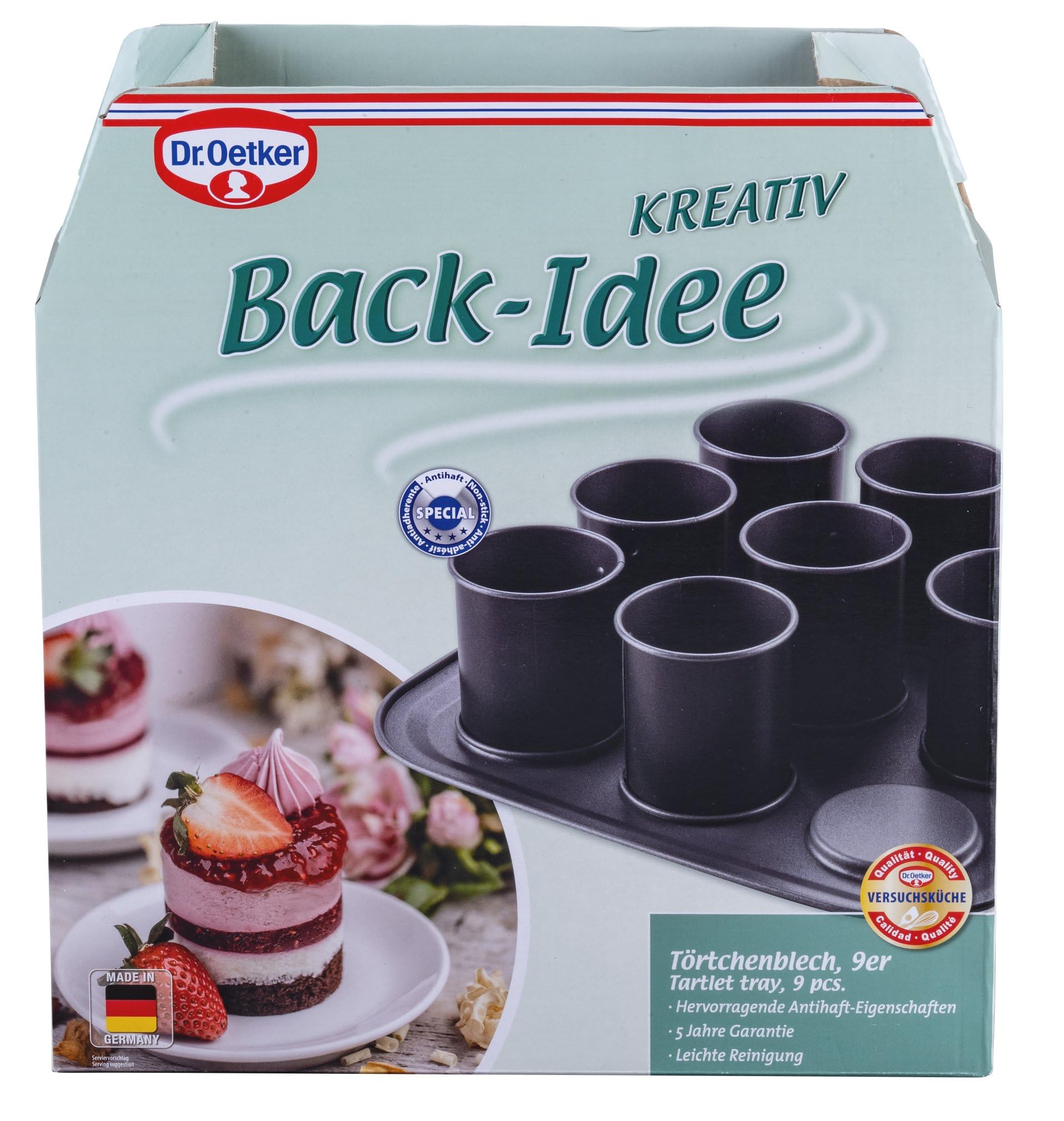 Dr. Oetker Mini-Törtchenblech Back-Idee Kreativ – 9er Set für perfekte Mini-Torten, Cupcakes und Muffins, Antihaftbeschichtet, Hitzebeständig bis +230°C, Made in Germany