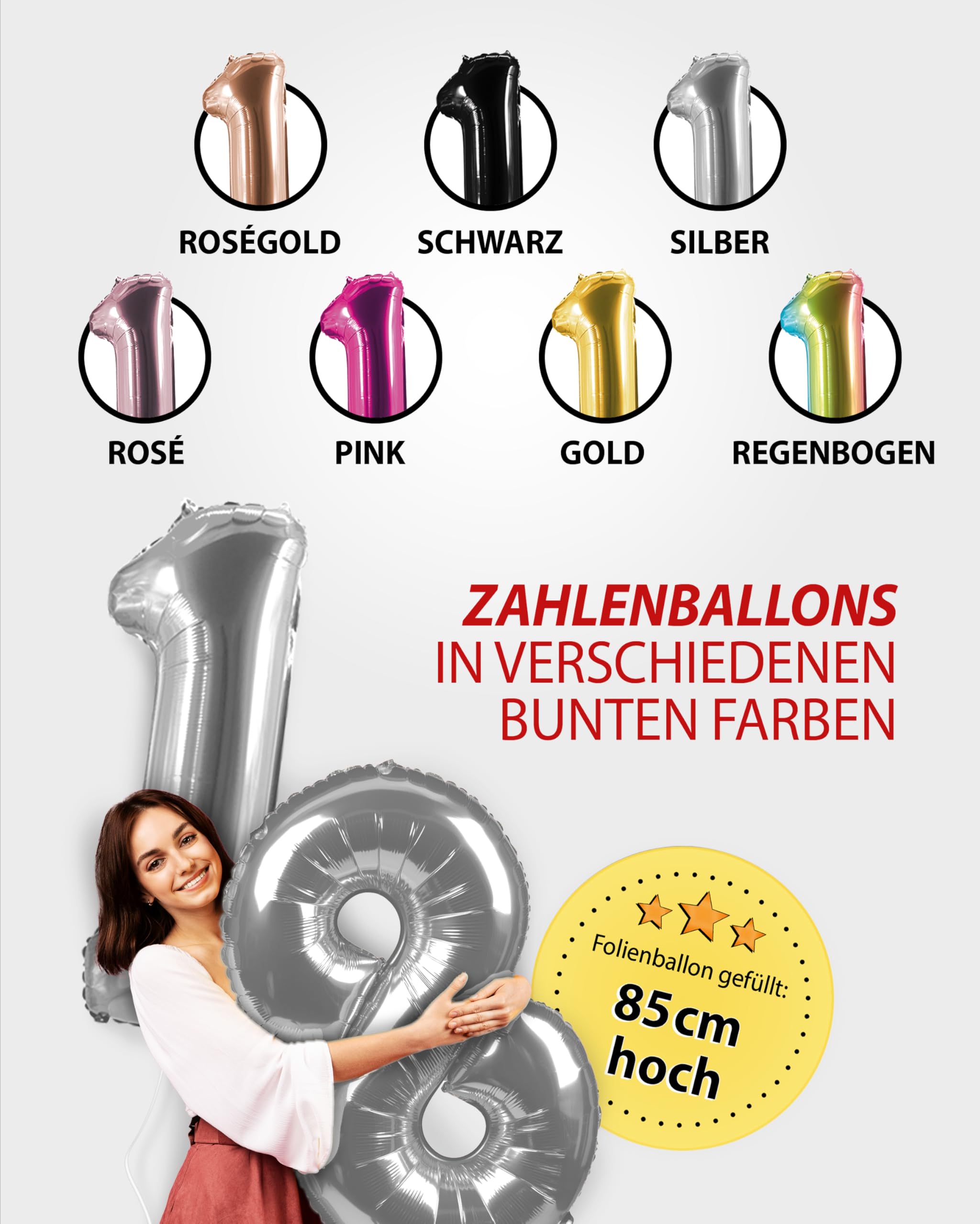 Party Factory – Helium Gasflasche 400L Komplett Set mit XXL Zahlenballon "20" Silber – Partydeko Ballongas Flasche mit Folienballon, 30 Latexballons & 40m Ballonschnur – Für Geburtstage & Feiern