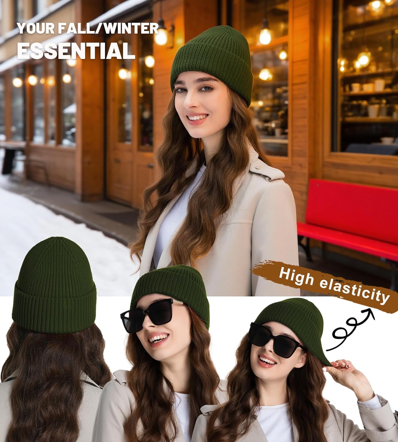 Seamless Beanie Hat for Men Women, Wool Fisherman Beanies, Unisex Cuffed Knit Warm Winter Hats Skull Cap Ski Caps - Image 5