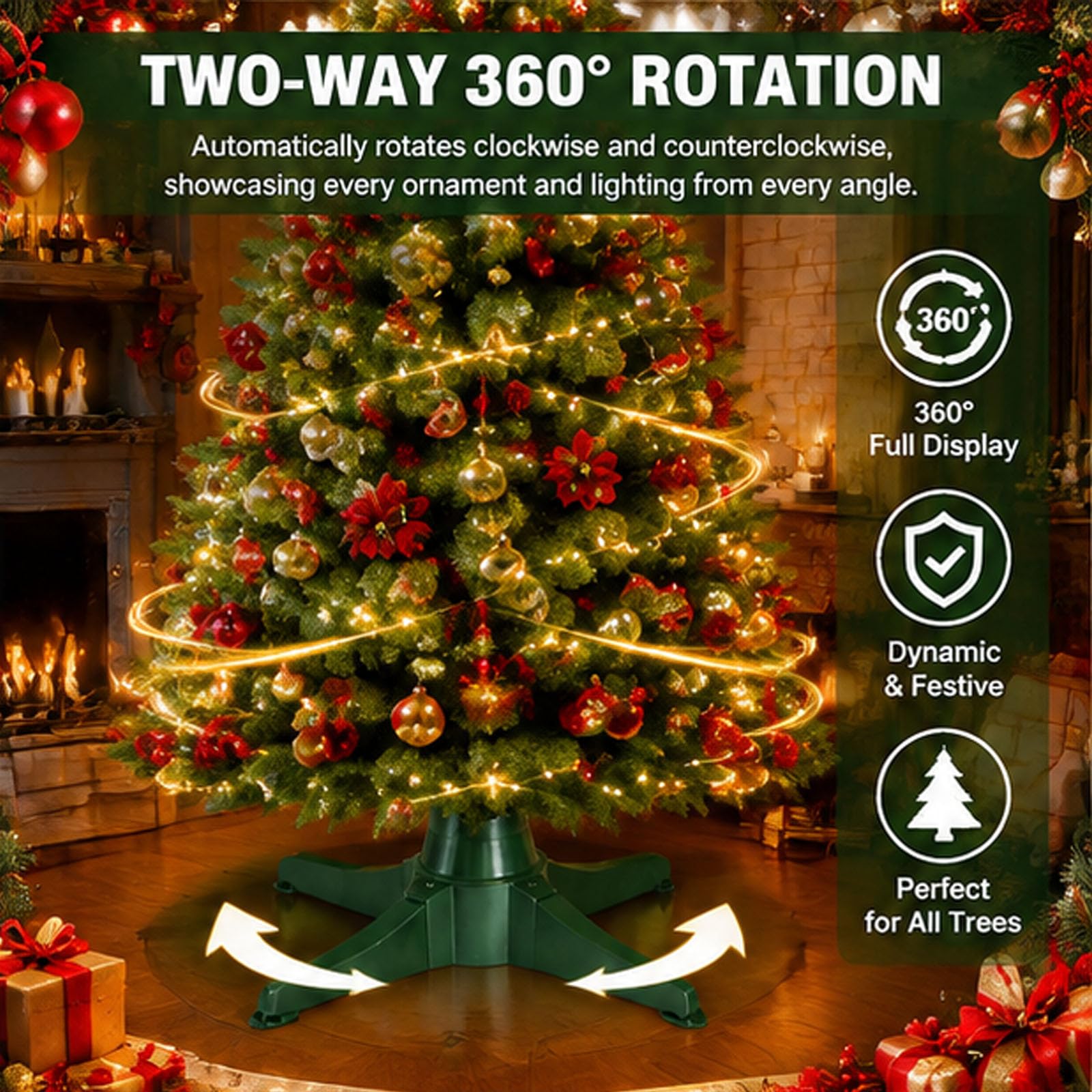 Albero di Natale Girevole a 360 Gradi, Supporto per Albero di 7,5 Piedi