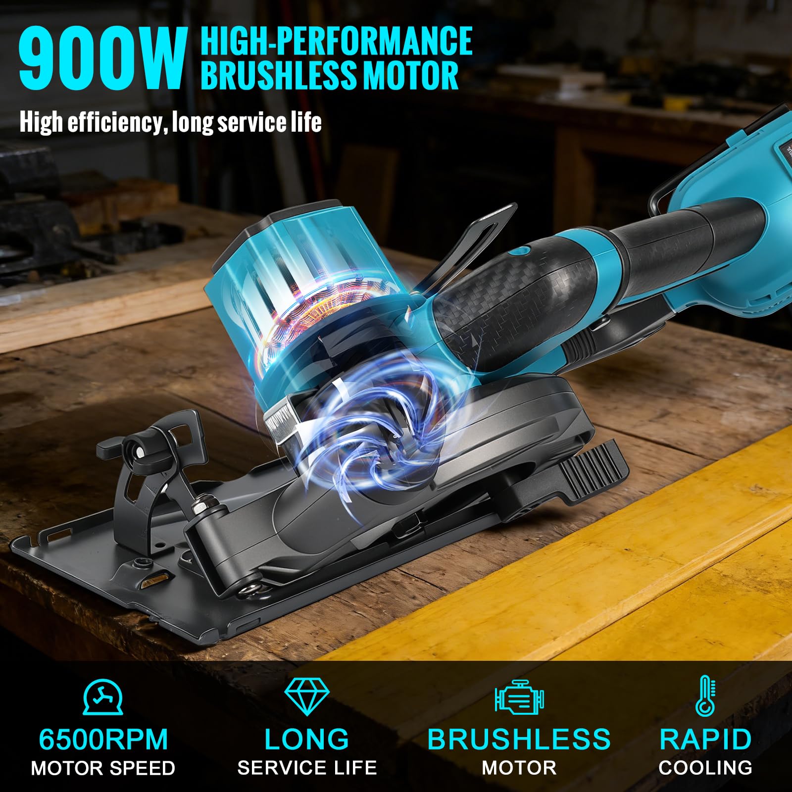 Akku Kreissäge für Makita 18V Batterie – Bürstenlose Mini Handkreissäge mit 2 Sägeblättern(150mm) – 6500 U/min, Schnitttiefe 56 mm, 0‑45° neigbar – Ideal für Holz & Kunststoff (Ohne Akku)