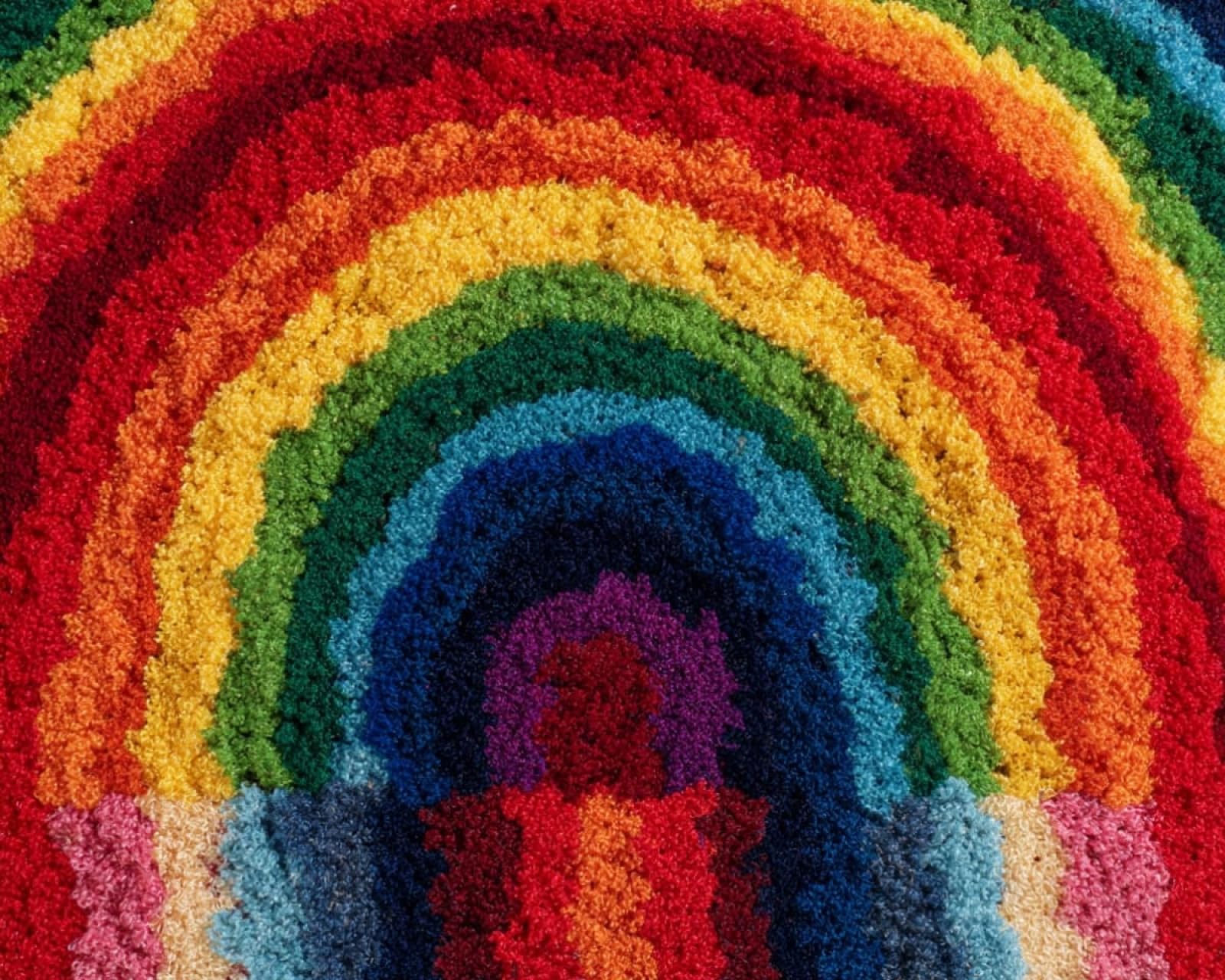 Wallphantom Latch Hook Rug Kits,Rainbow,DIY Crochet Rug Making Kit for Adults Kids,3D Cross Stitch Carpet Embroidery Needlework Crocheting for Home Decor,60x90cm