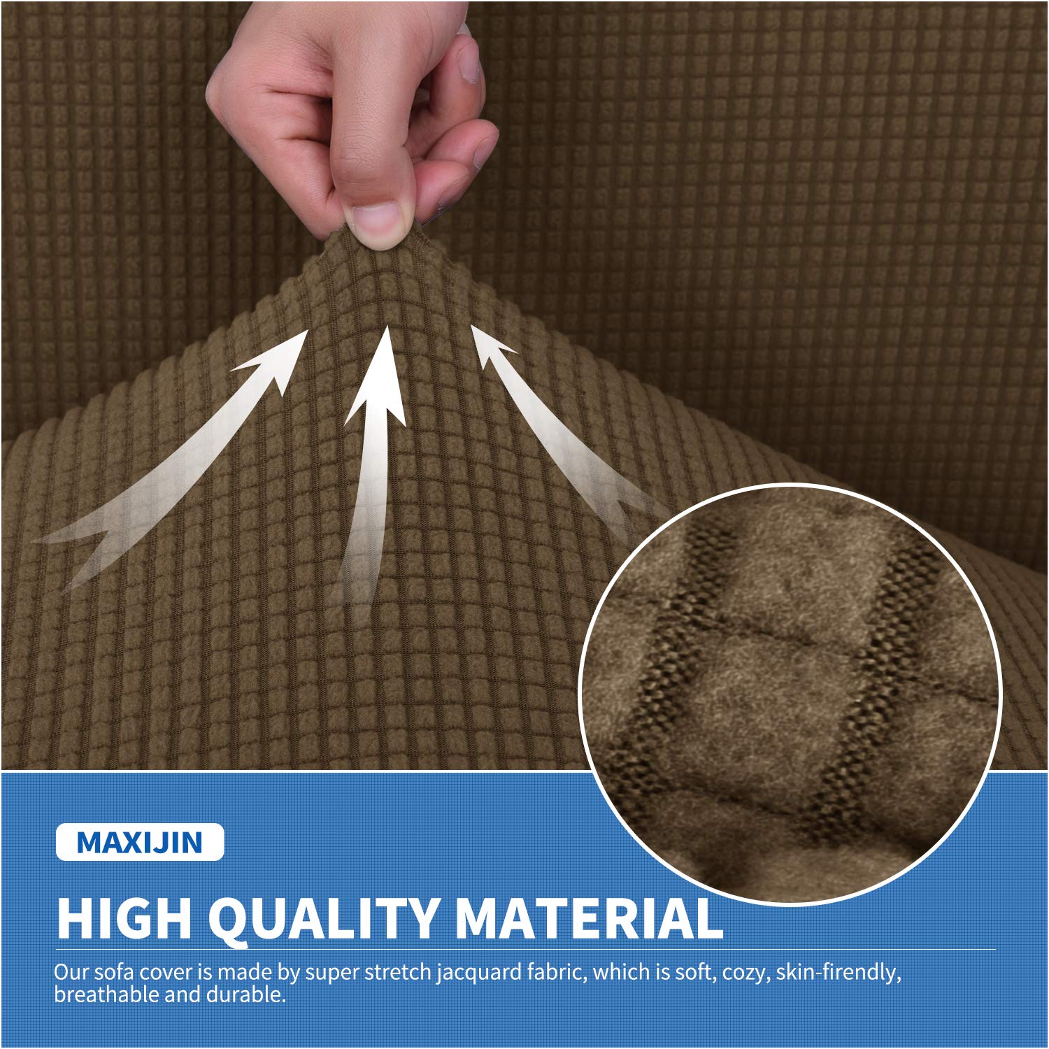 MAXIJIN Super Stretch Dining Room Chair Cover Jacquard Spandex Dining Parsons Chair Slipcover Removable Chair Protector Covers for Dining Room,Hotel,Kitchen,Ceremony (Brown - Image 4