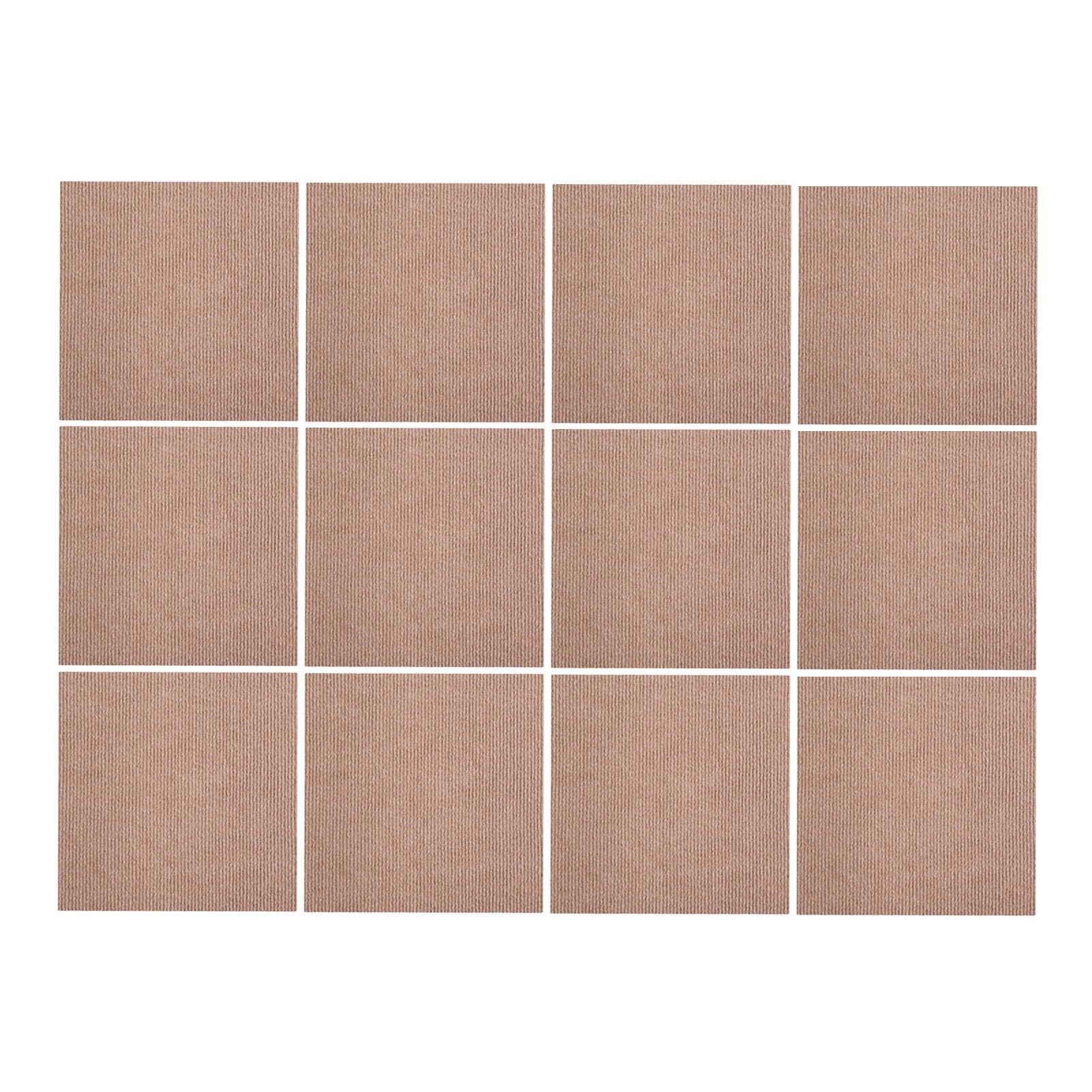 IBOWZ Moquette agugliata Tappeto Quadrato Autoadesivo Multiuso da 24 Pezzi, Piastrelle per Moquette con Cuciture Antiscivolo 12x12 Pollici, stacca e incolla