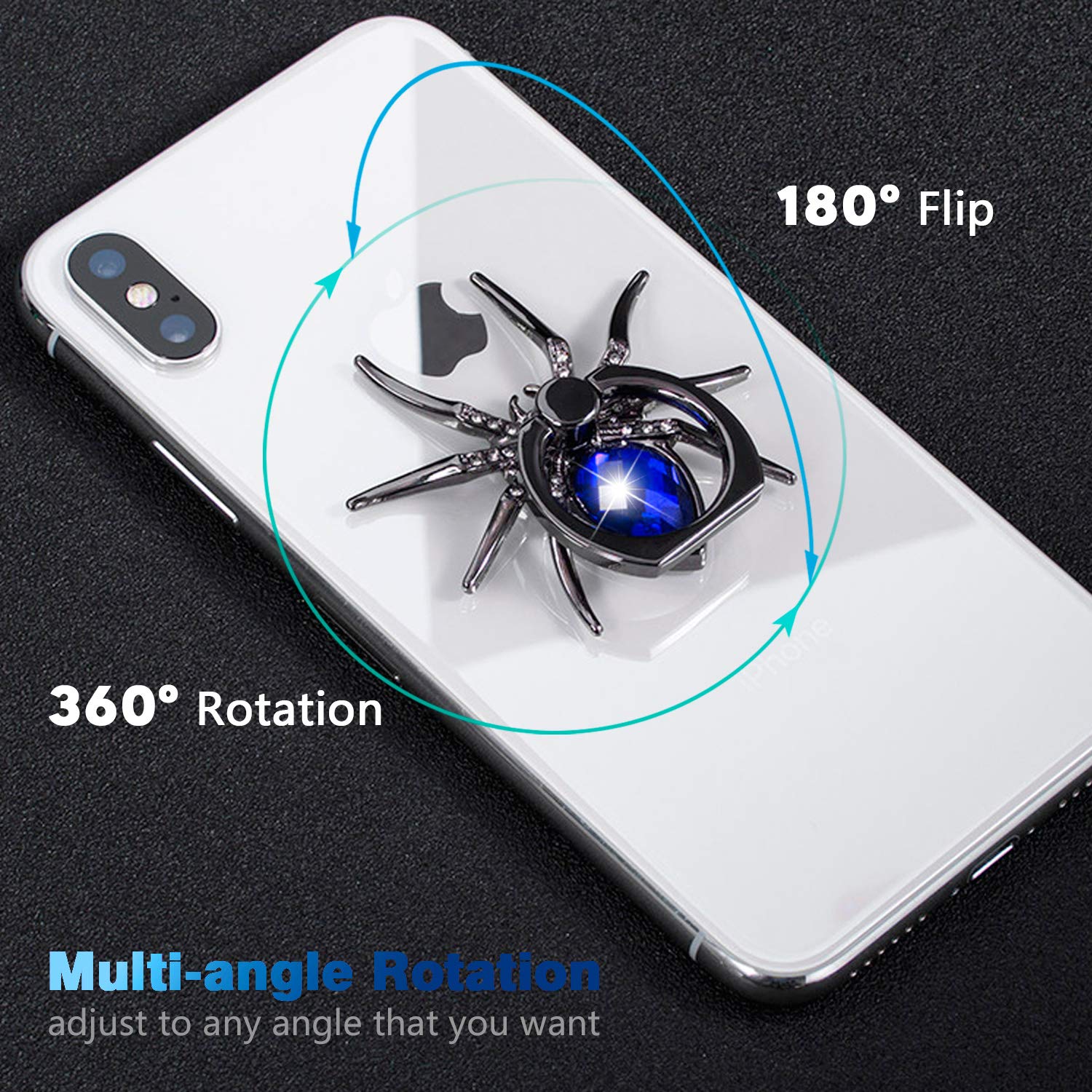 Allengel Ringhalter aus Metall mit Fingerring-Ständer und Strukturiertem Glitzer-Halter für Starke magnetische Autohalterung, kompatibel mit Handys, Smartphone-Zubehör, saphirblau