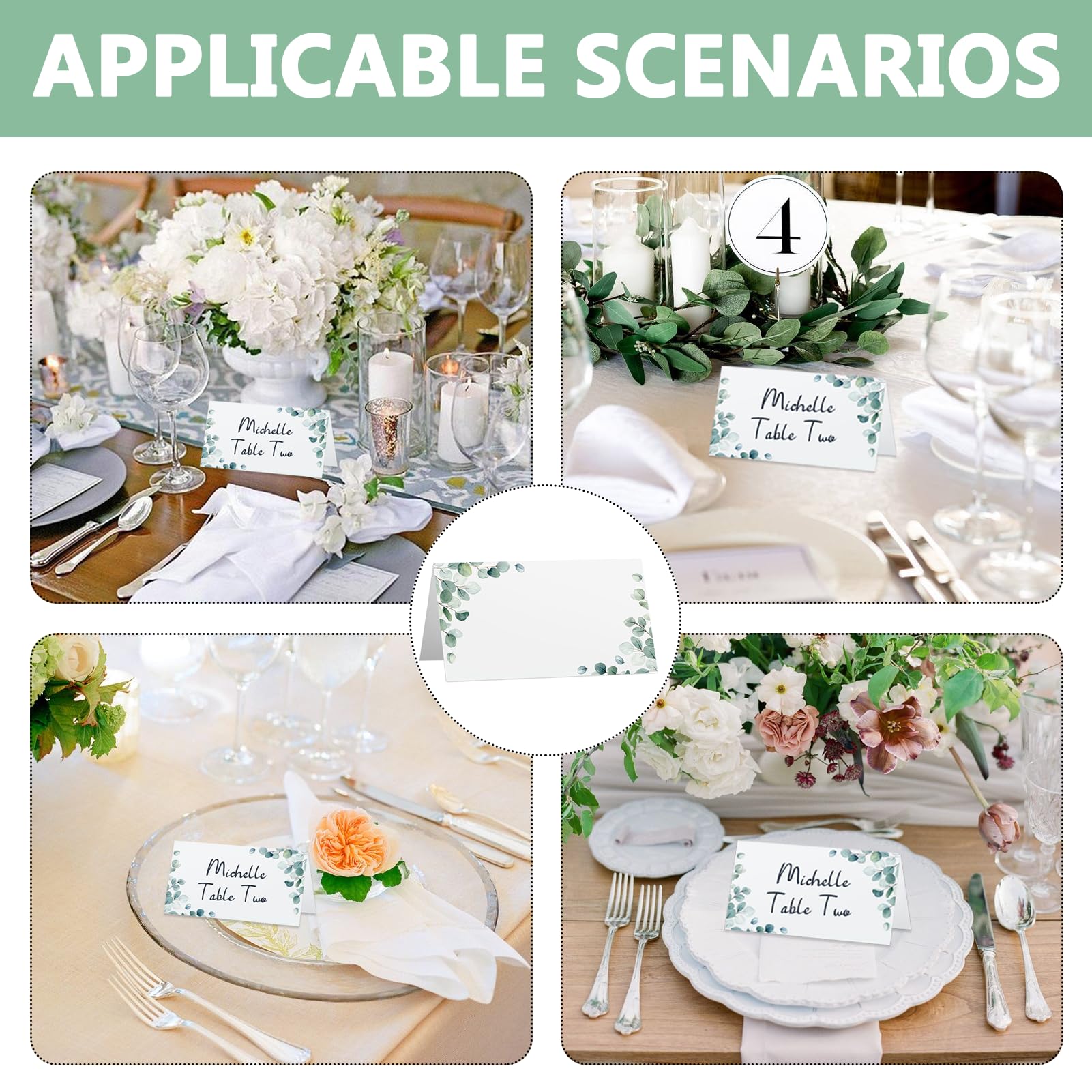 Marques Place 40 Marque-places Mariage Style Eucalyptus - Cartes Nominatives élégantes - Décoration De Table Marque Place Bapteme