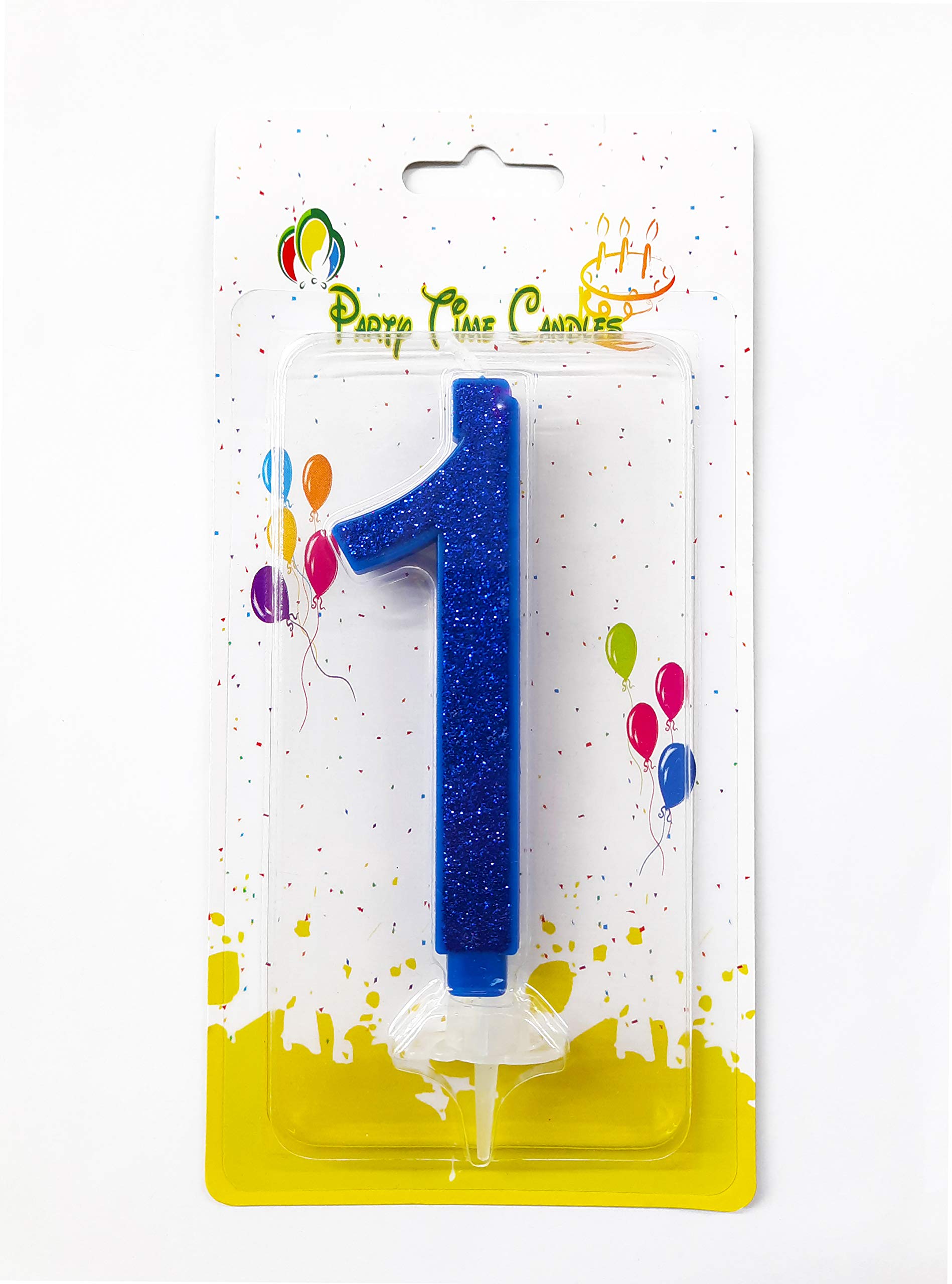 PARTY TIME - 1 Piece Birthday Candle Numbers Blue Glitter Happy Birthday Numeral for Weddings, Reunions, Theme Party Perfect Baby’s Pet’s Birthday Cake Candle (Blue-Two)