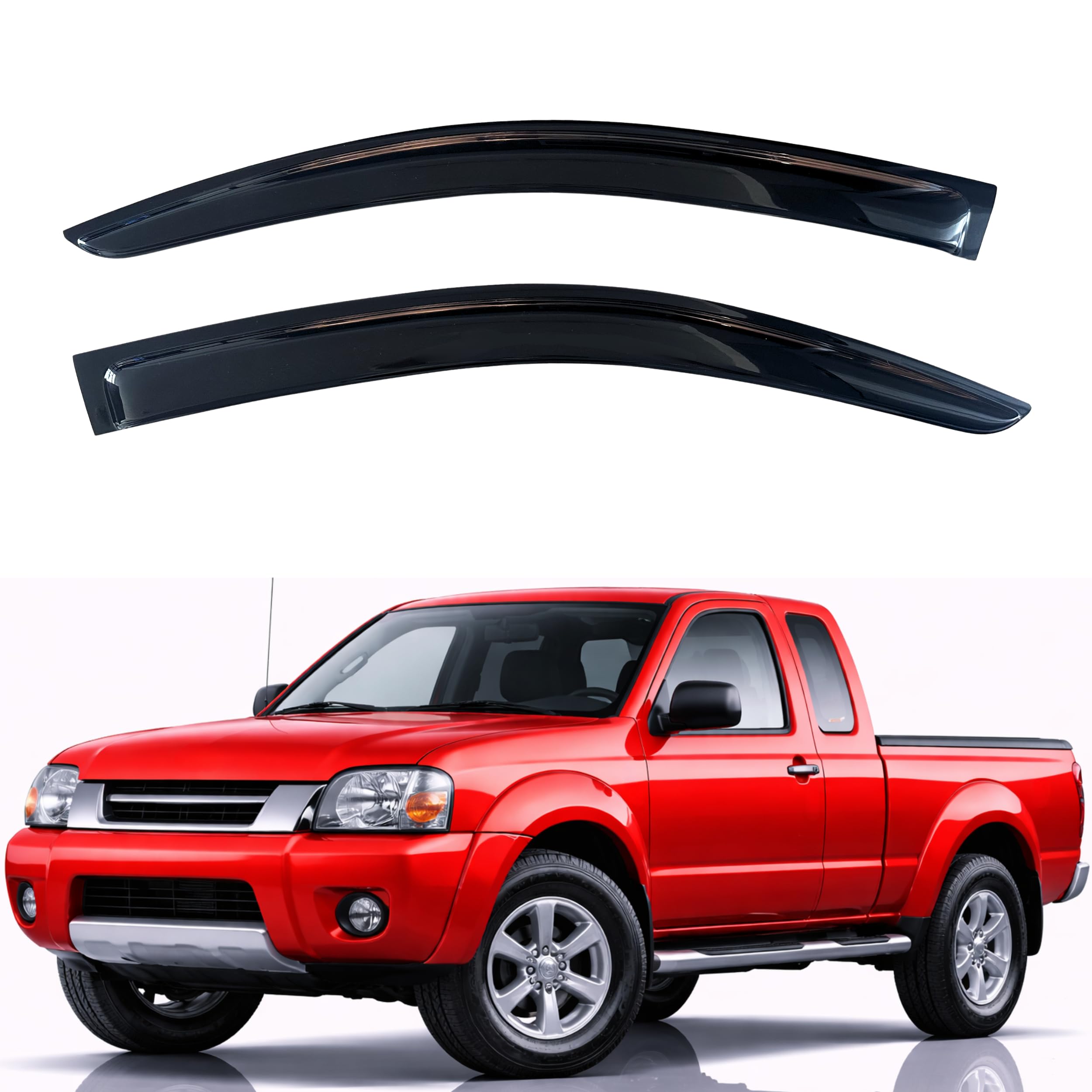 KPY Rain Guards Fit for 1998-2004 Nissan Frontier Standard/King Cab, Out-Channel Window Visors Vent Wind Deflectors 2PC, Truck Accessories for 98-04 Frontier Standard/King Cab