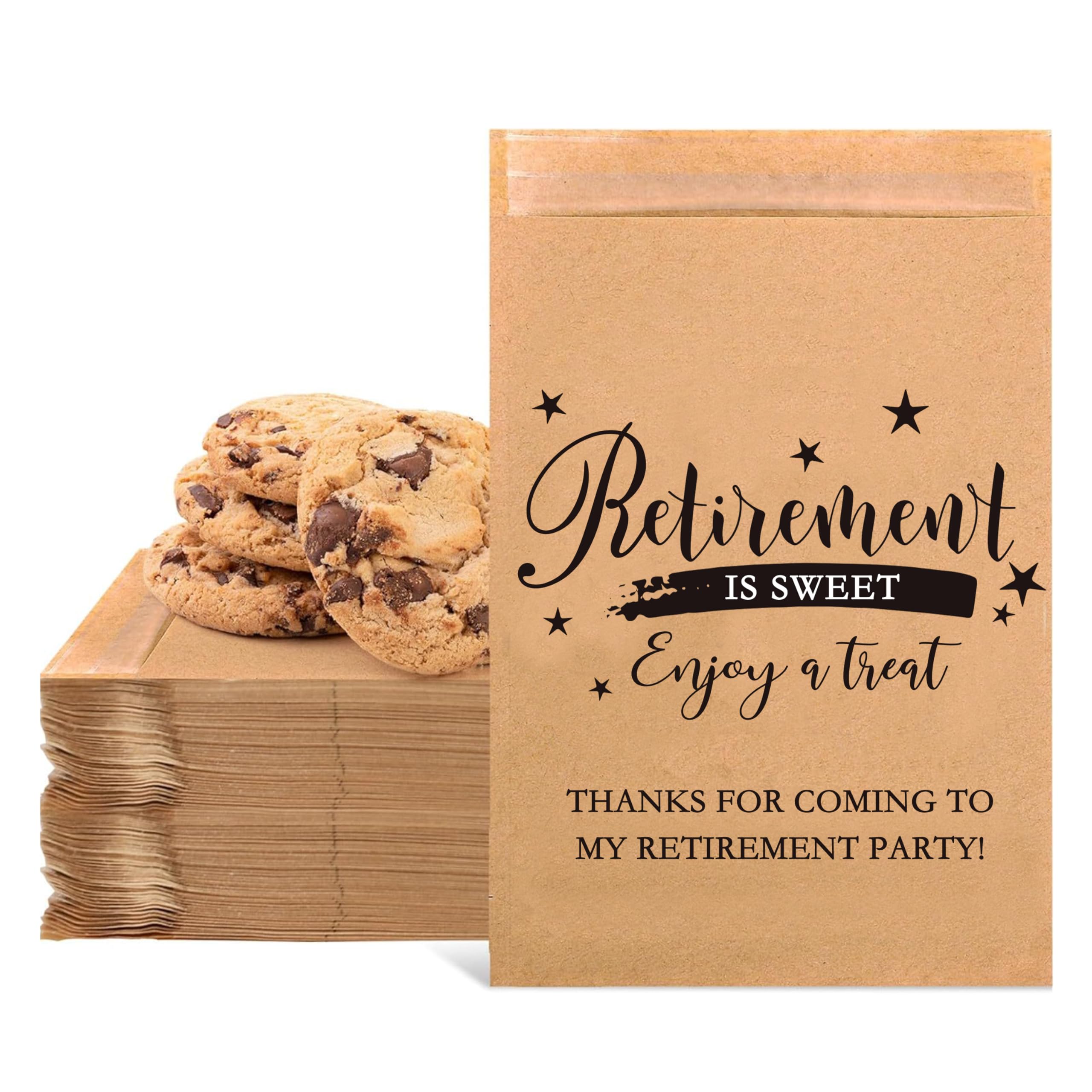 Happy Retirement Treat Bags 5x7.7 inches Thank You Gift Bags with Retirement Stickers for Cookie Popcorn Candy Retirees Party Souvenirs,60 Pcs