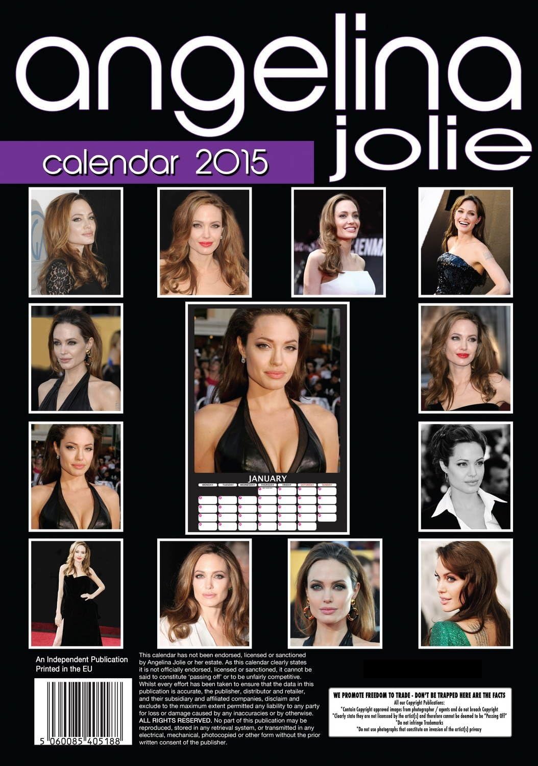 Angelina Jolie Calendar - 2015 Wall Calendars - Celebrity Calendars - Monthly Wall Calendar by Dream International